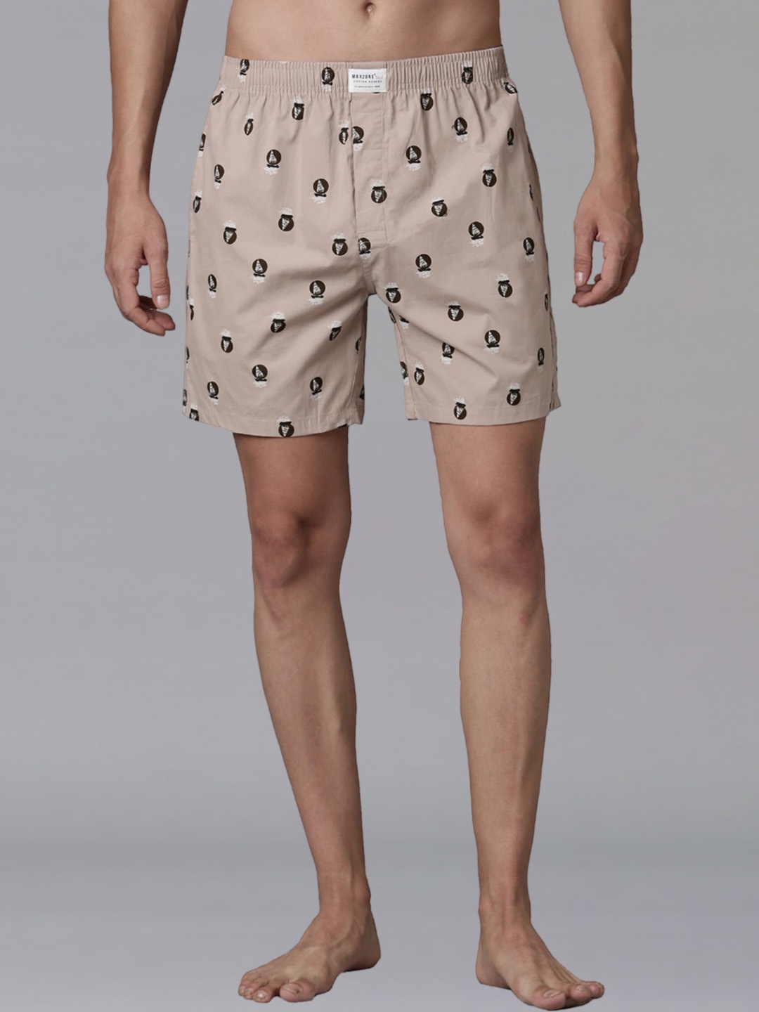 

MAXZONE Printed Cotton Boxers, Beige