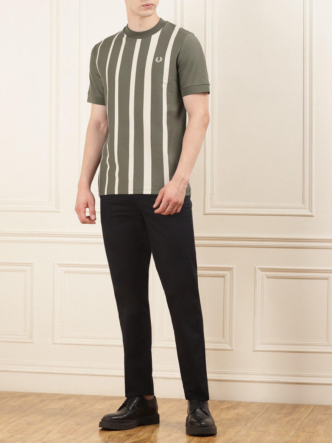 

Fred Perry Men Striped Round Neck T-shirt, Green