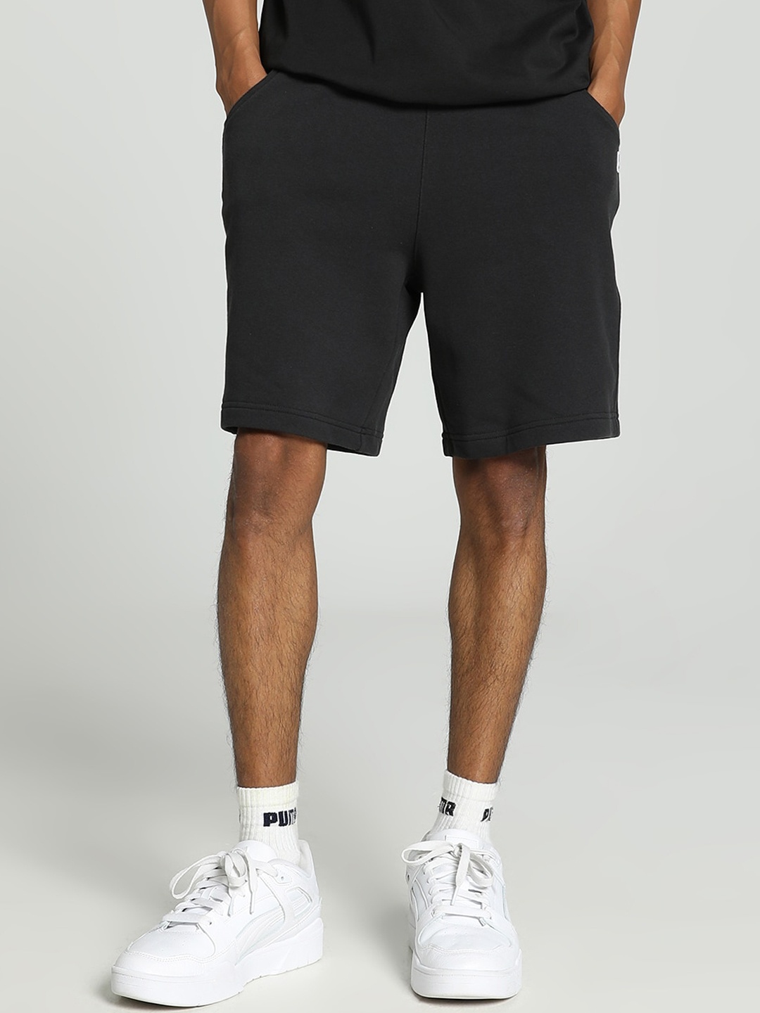 

Puma DOWNTOWN Men Relaxed Fit 8" Cotton Shorts, Black