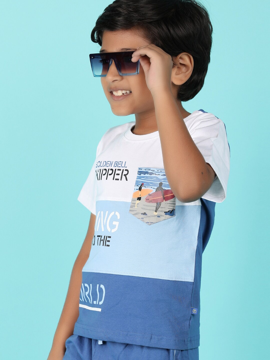 

V-Mart Boys Printed Round Neck T-shirt with Shorts, Blue