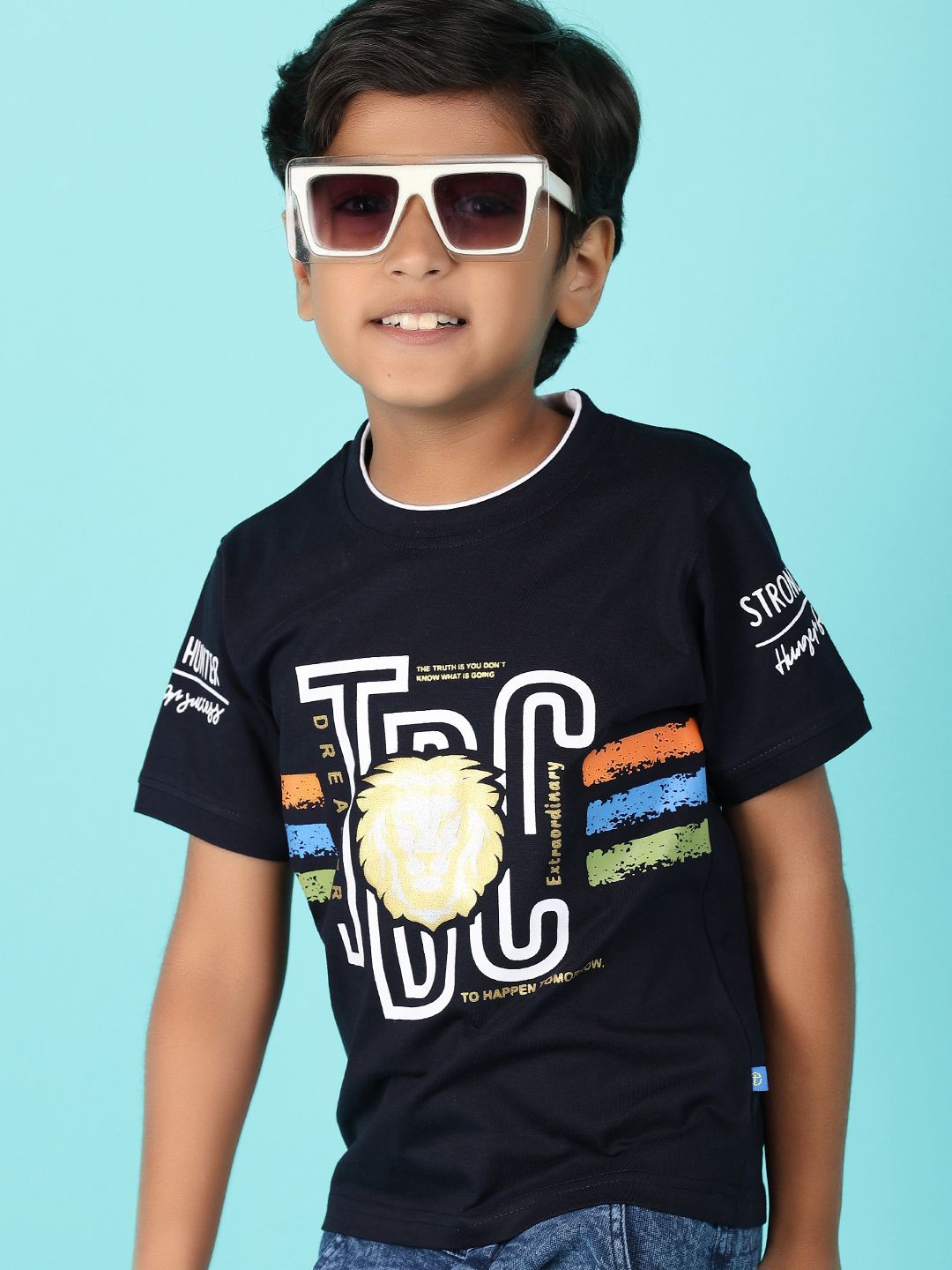 

V-Mart Boys Printed Pure Cotton T-shirt with Shorts, Blue