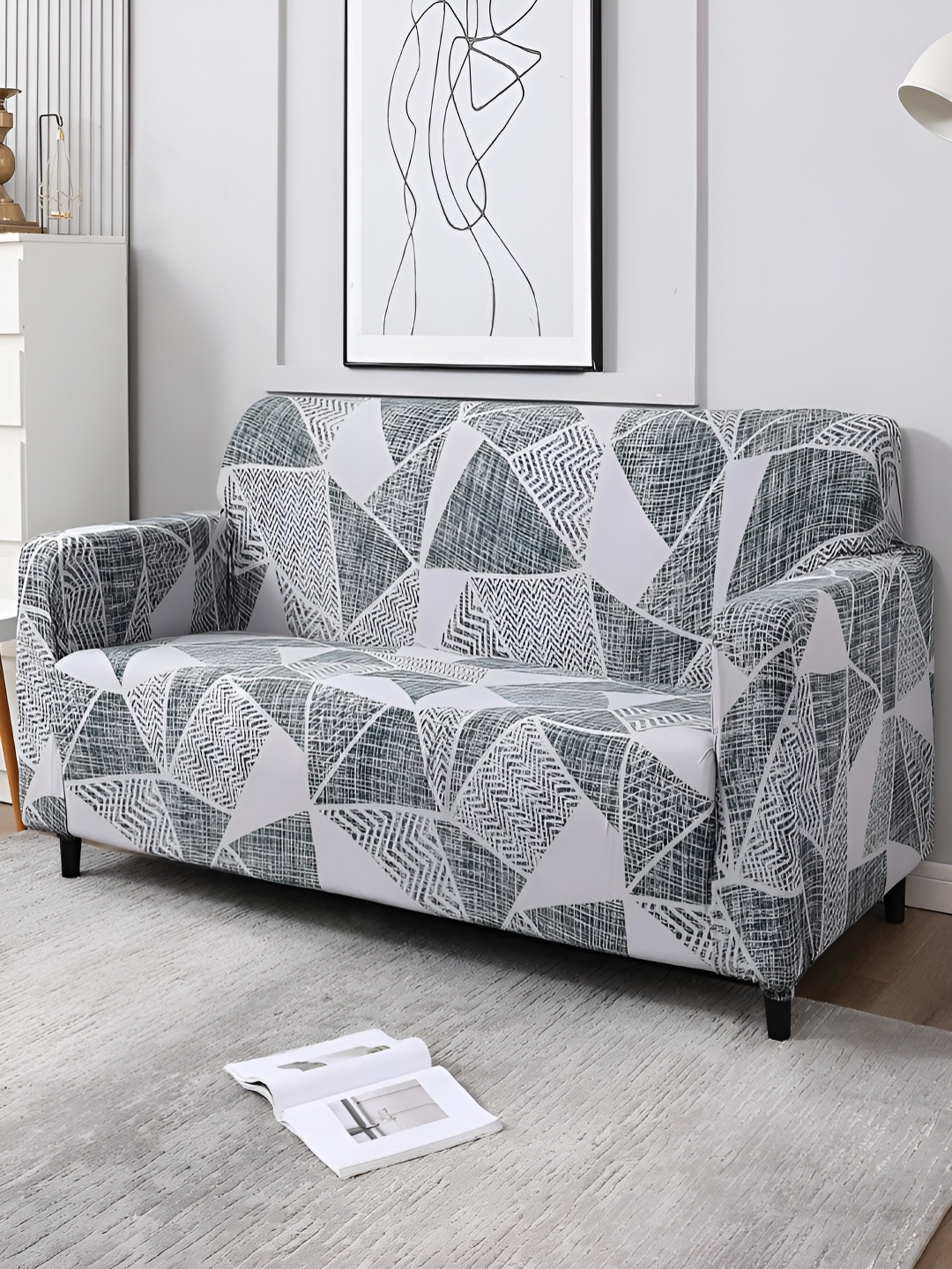 

HOKIPO Elastic Stretchable Universal Sofa Cover 3 Seater, Grey