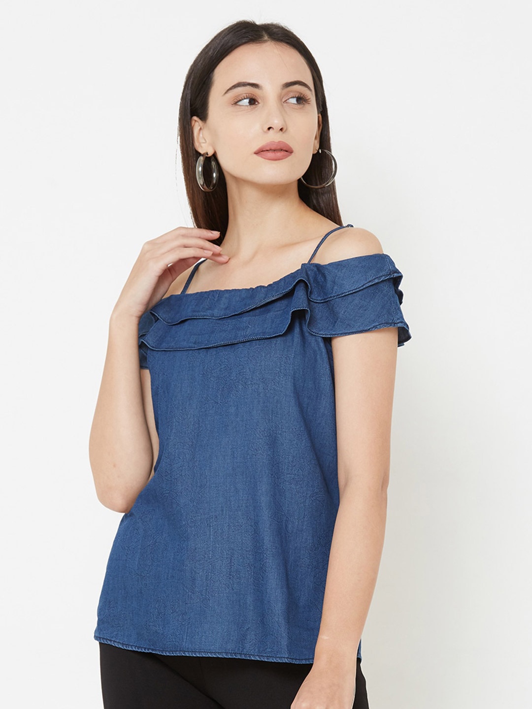 

Kraus Jeans Cotton Bardot Top, Blue