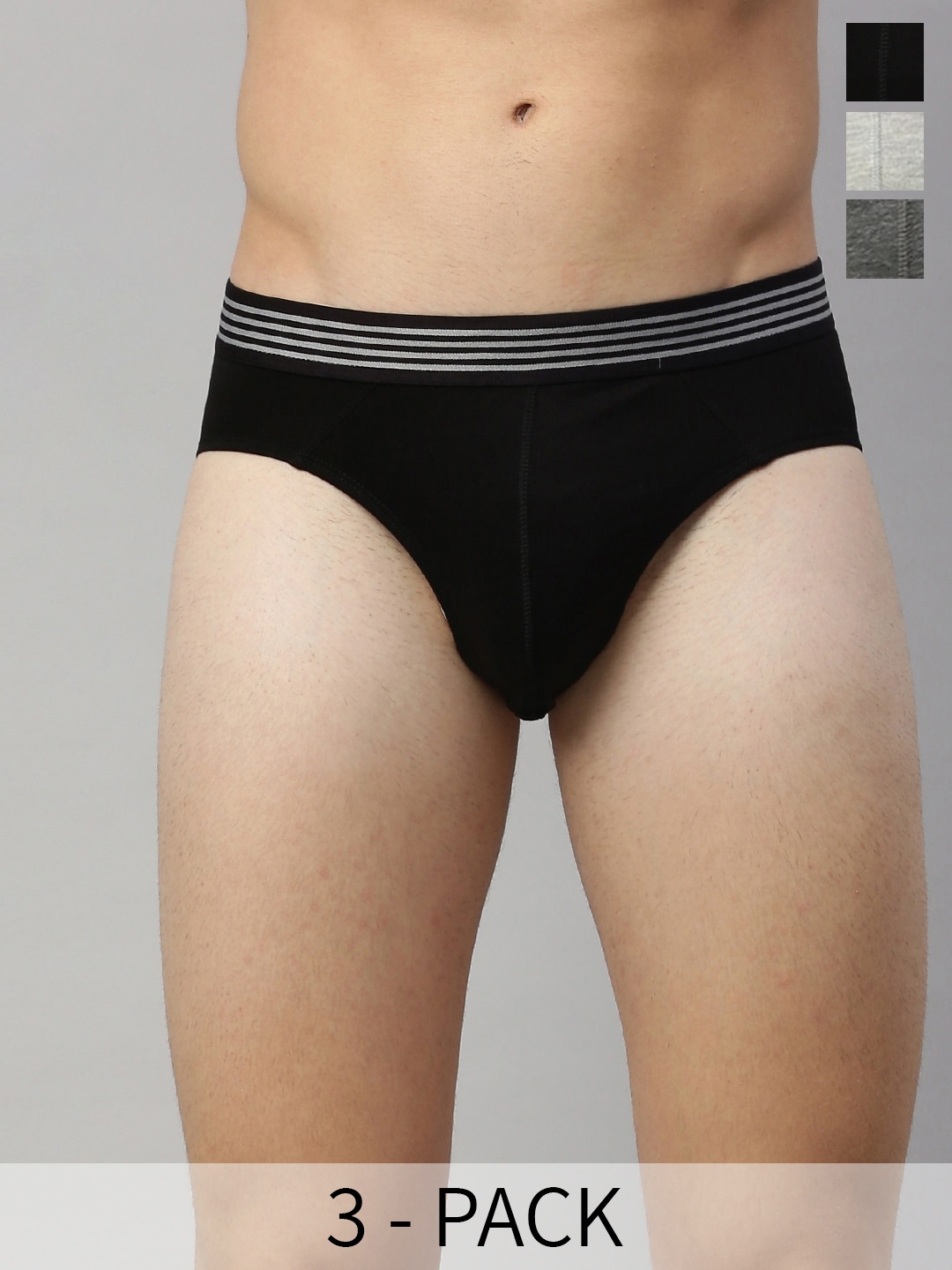 

Mast & Harbour Pack Of 3 Cotton Basic Briefs Mnh-B-24-P3-Blkgrych-4p, Black