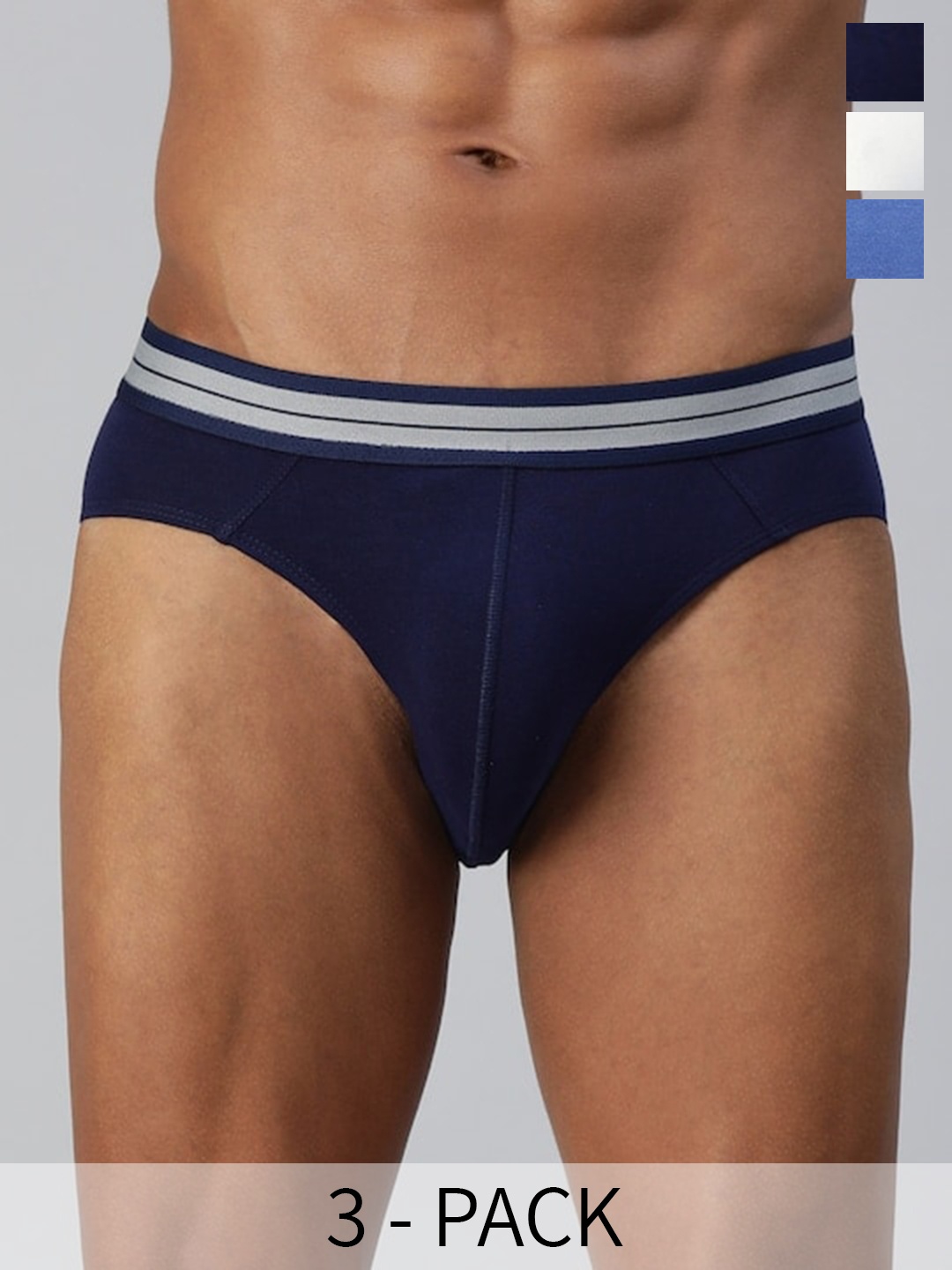 

Mast & Harbour Pack Of 3 Cotton Basic Briefs Mnh-B-19-P3-WhbluNv-2p, Blue