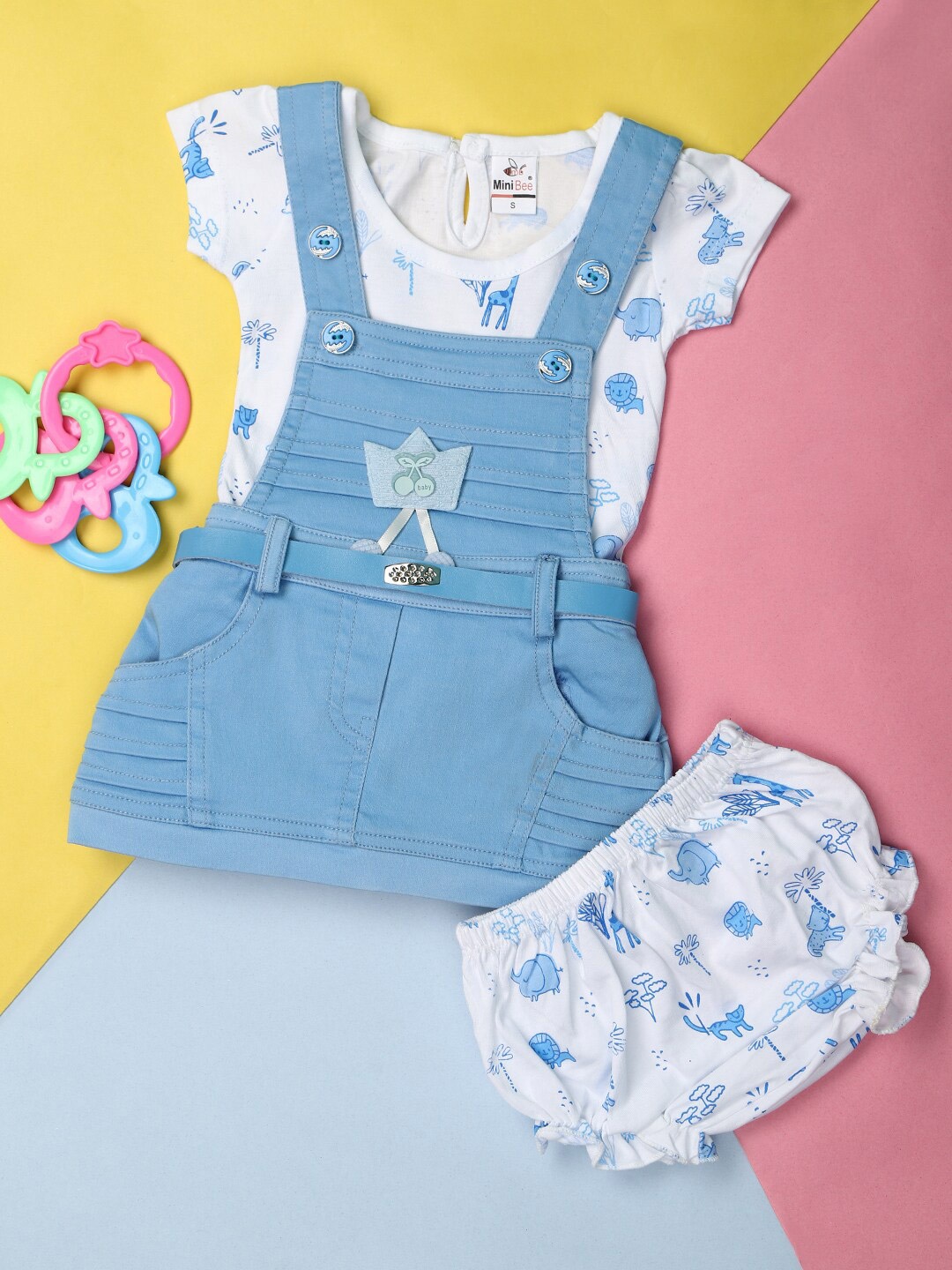 

V-Mart Kids Printed Round Neck Top with Shorts, Blue