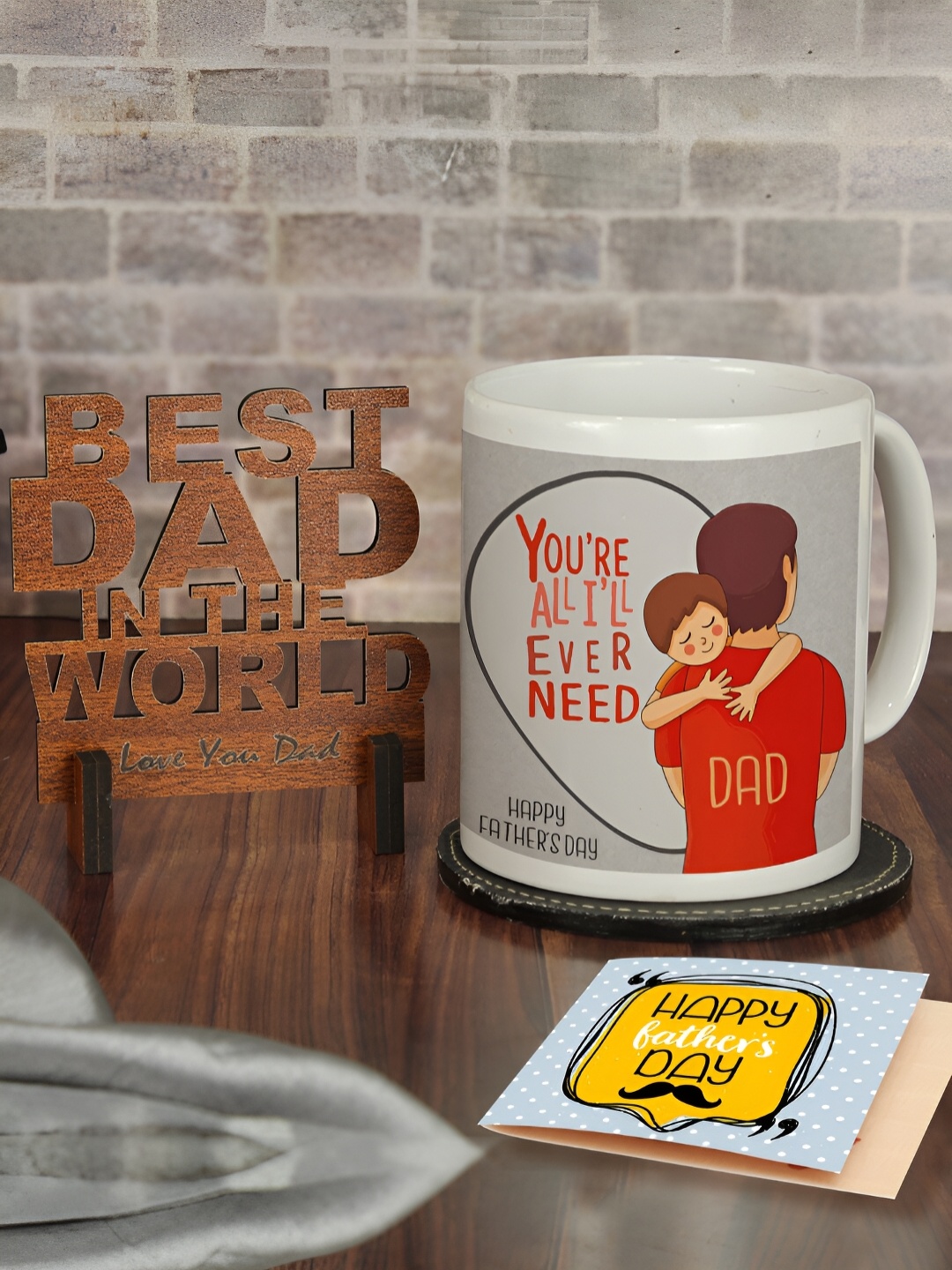 

TIED RIBBONS White & Blue 3 Pieces Fathers Day Printed Home Gift Sets