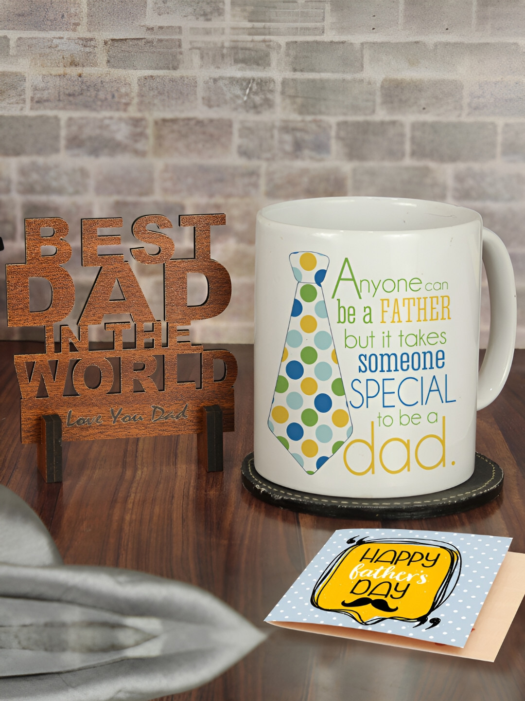 

TIED RIBBONS White & Blue 3 Pieces Fathers Day Printed Home Gift Sets