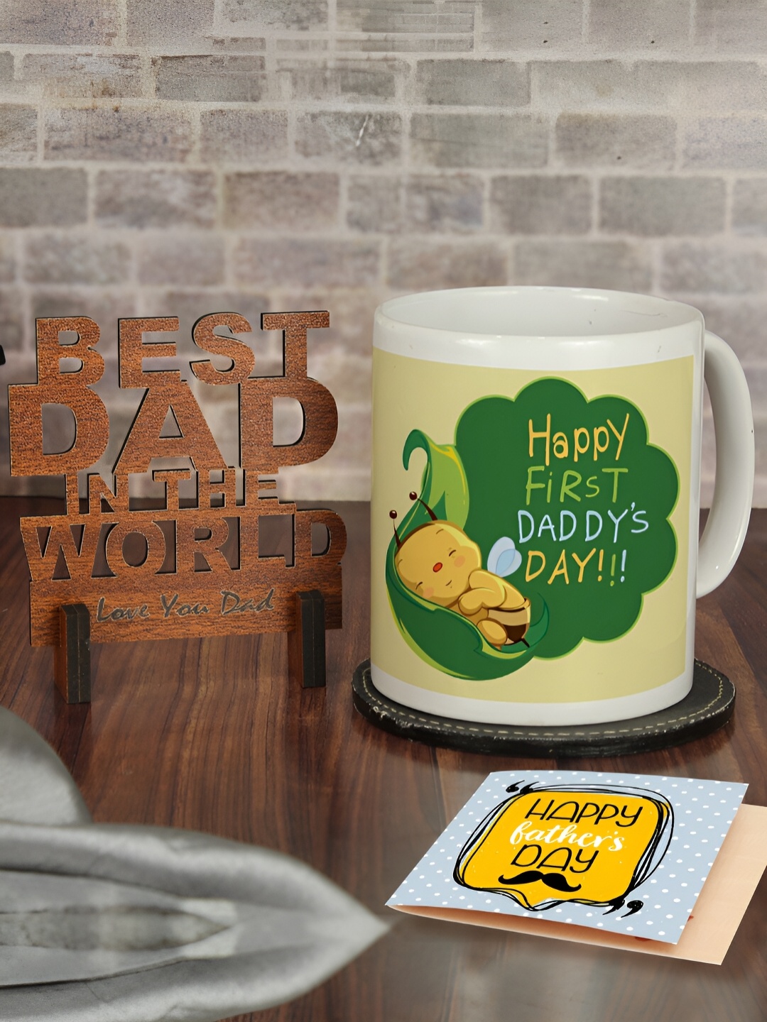 

TIED RIBBONS 3-Pcs Green & Blue Fathers Day Printed Home Gift Sets
