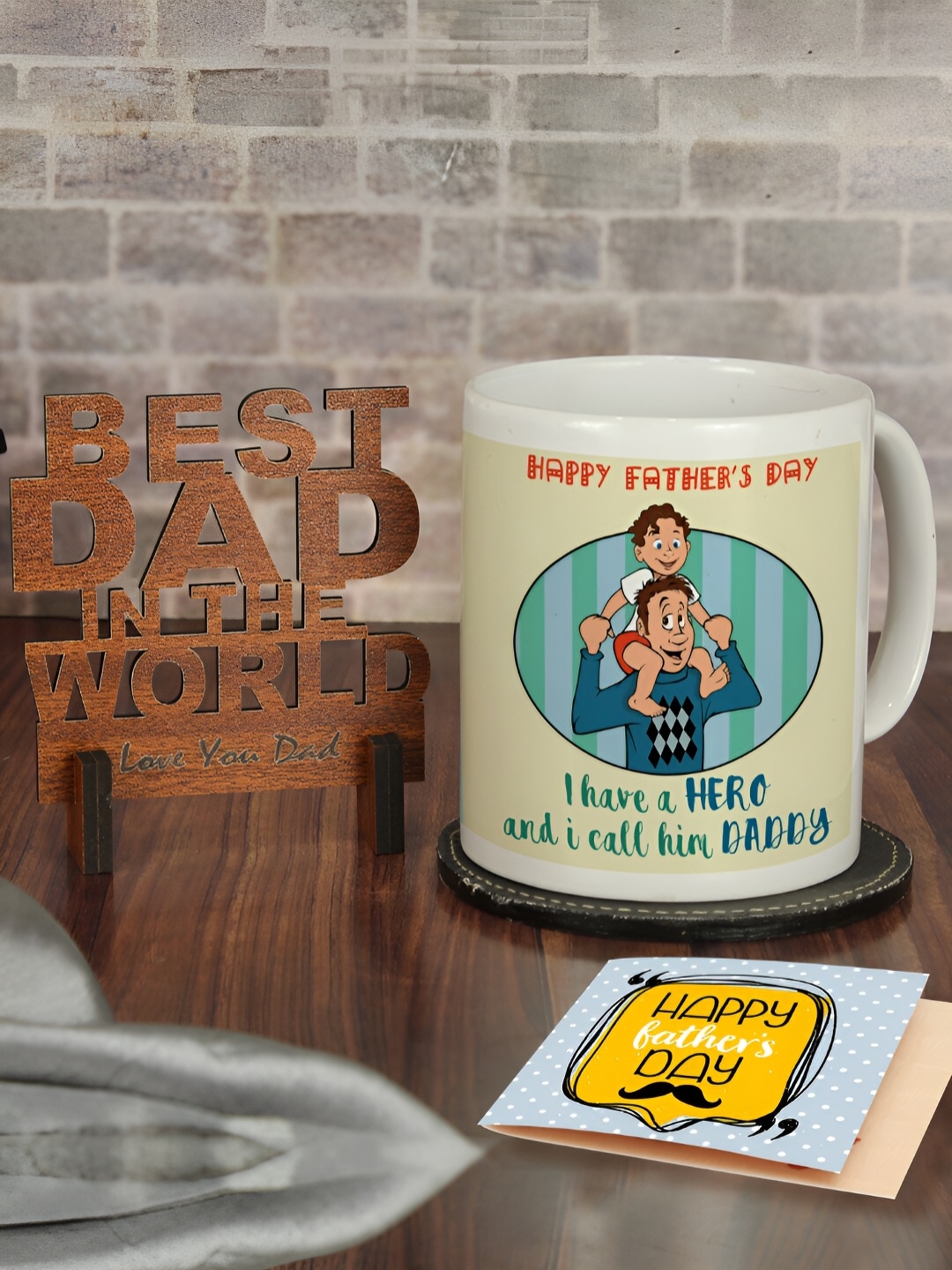 

TIED RIBBONS Green & Blue 3 Pieces Fathers Day Printed Home Gift Sets
