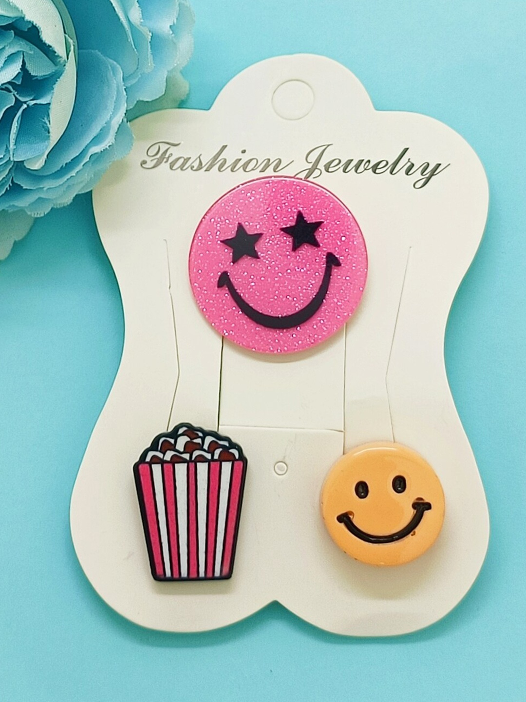 

FEMMIBELLA Kids Set Of 3 Kids Lapel Pin, Pink