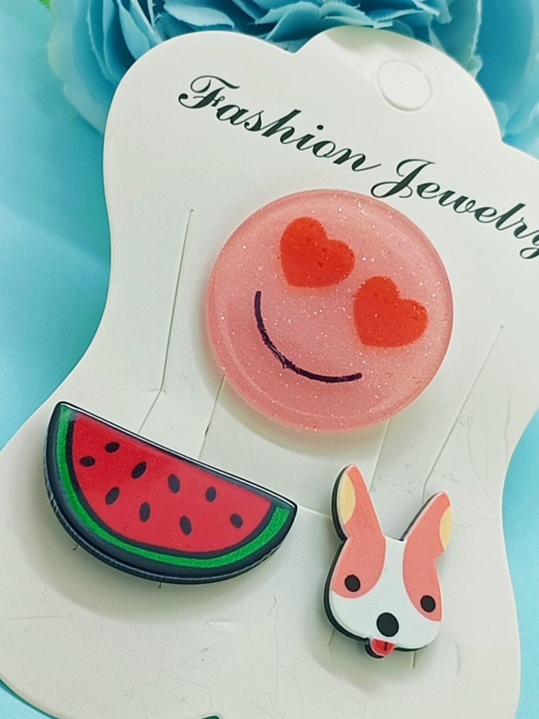 

FEMMIBELLA Kids Set Of 3 Kids Lapel Pin, Pink