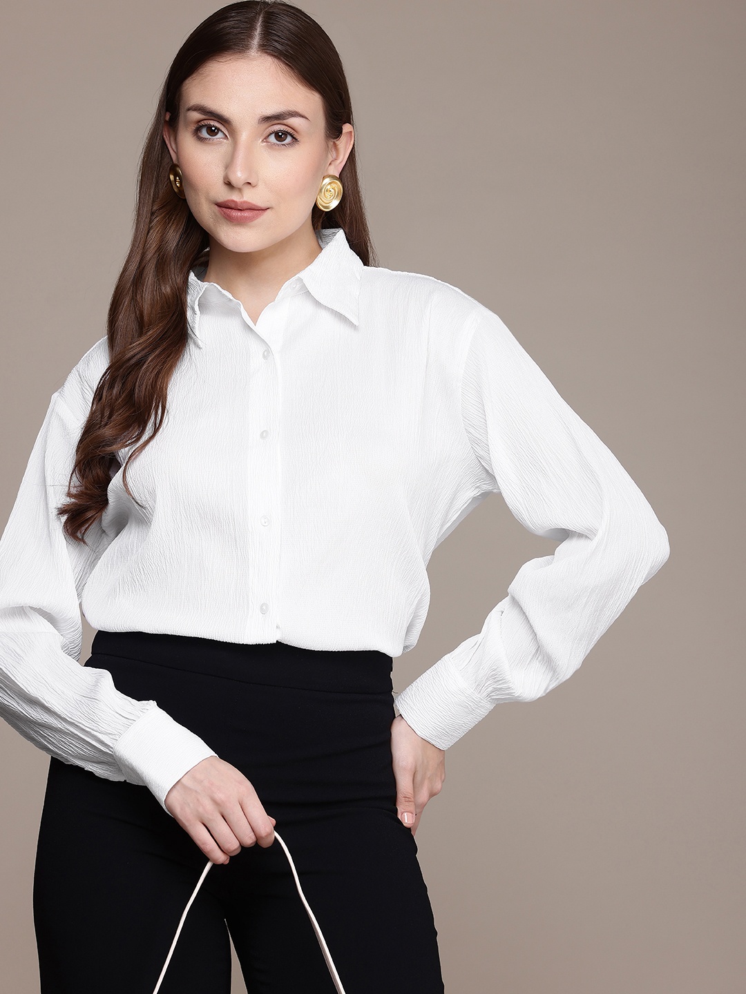 

French Connection Seersucker Casual Shirt, White