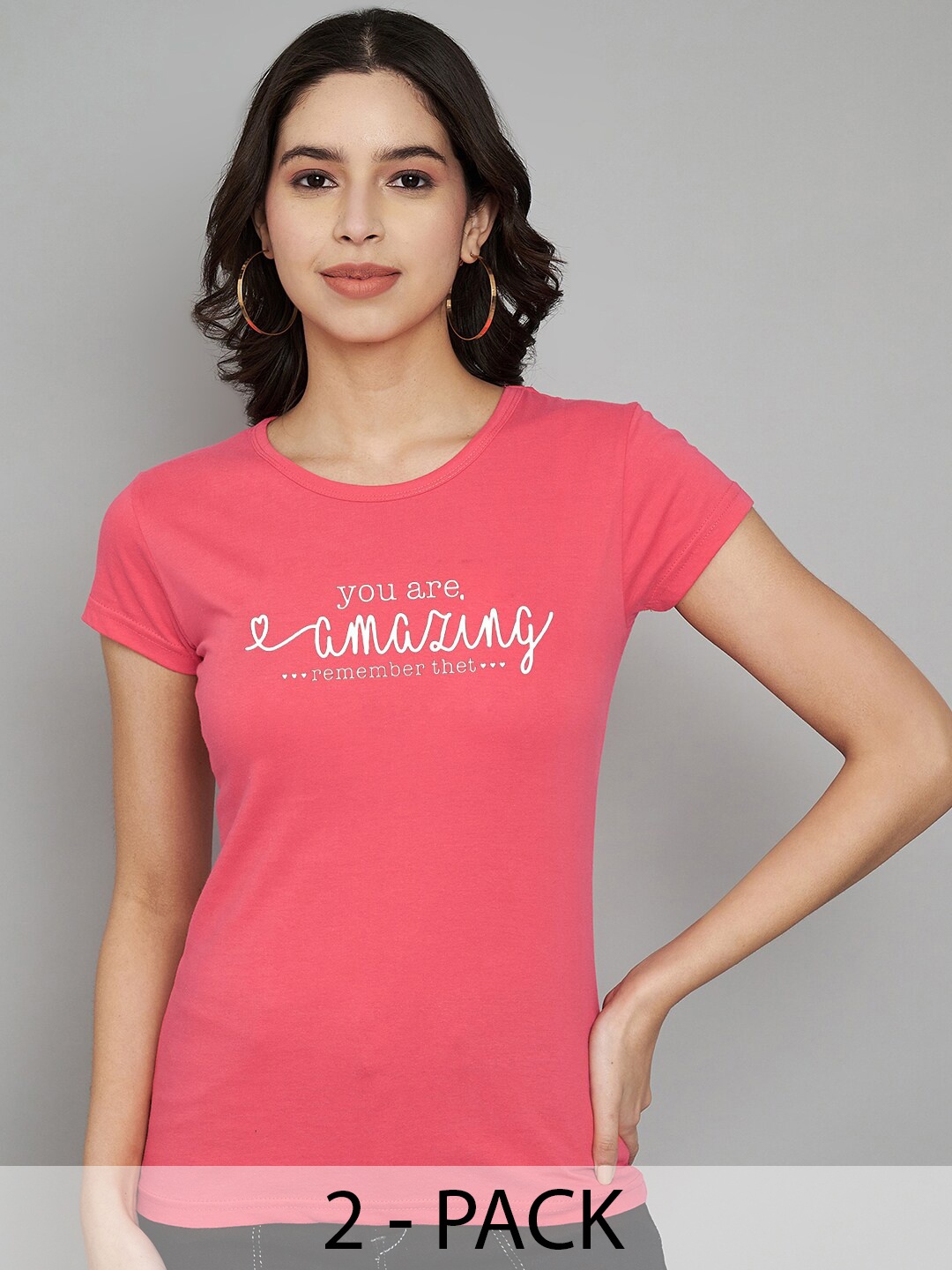 

Trend Level Women Typography 2 Printed T-shirt, Coral