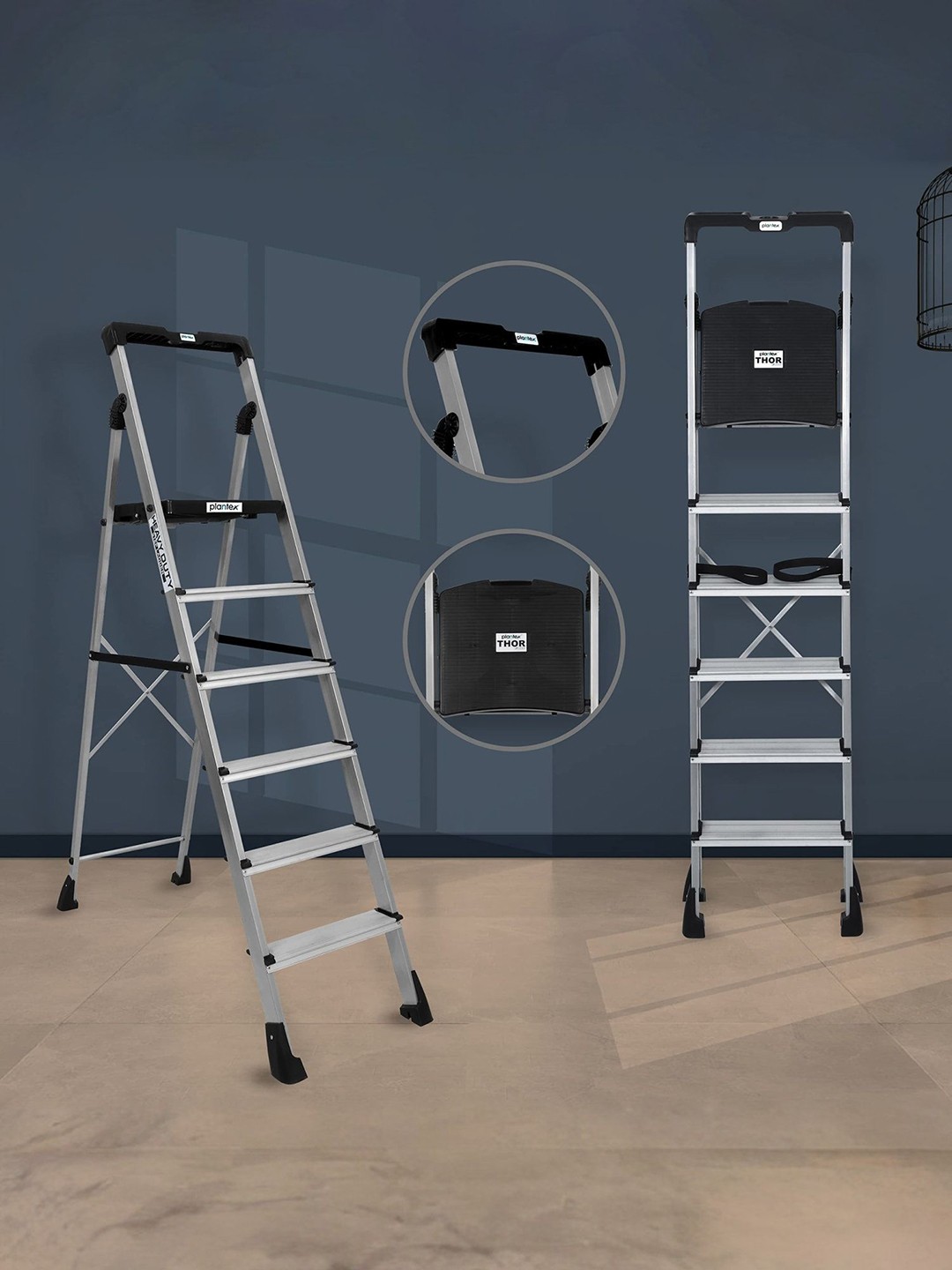 

Plantex 6 Steps Aluminum Folding Step Ladder, Silver