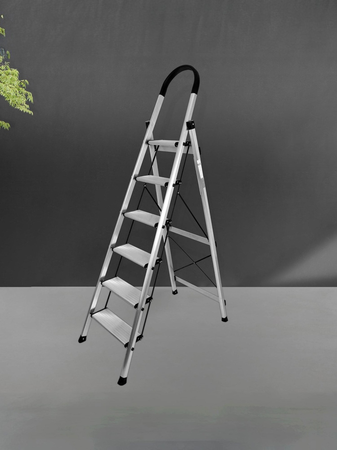 

Plantex Grey Foldable Aluminium 6 Step Wide Anti Skid Ladder, Silver