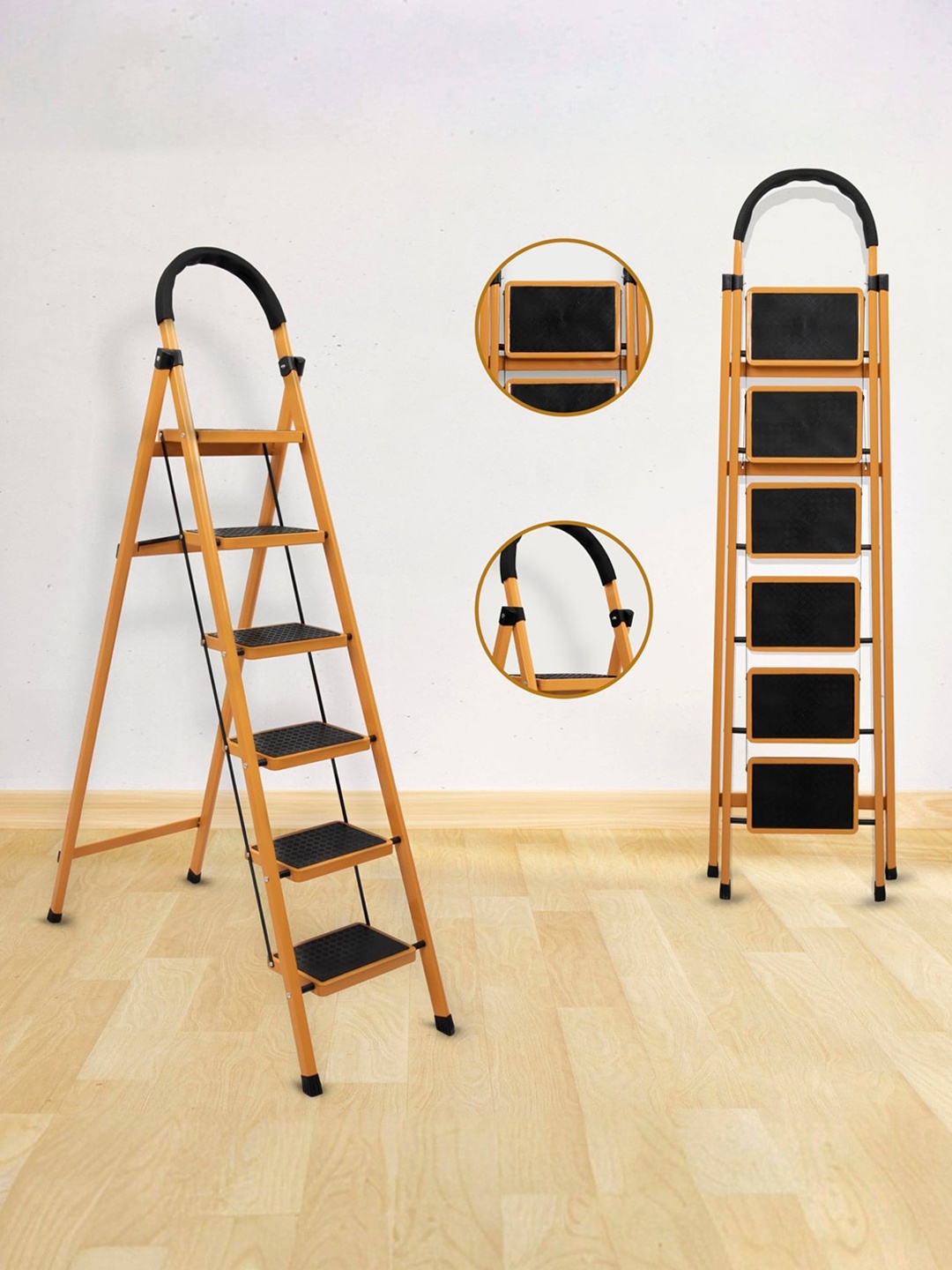 

Plantex Yellow & Black Foldable Steel 6 Step Wide Anti Skid Ladder