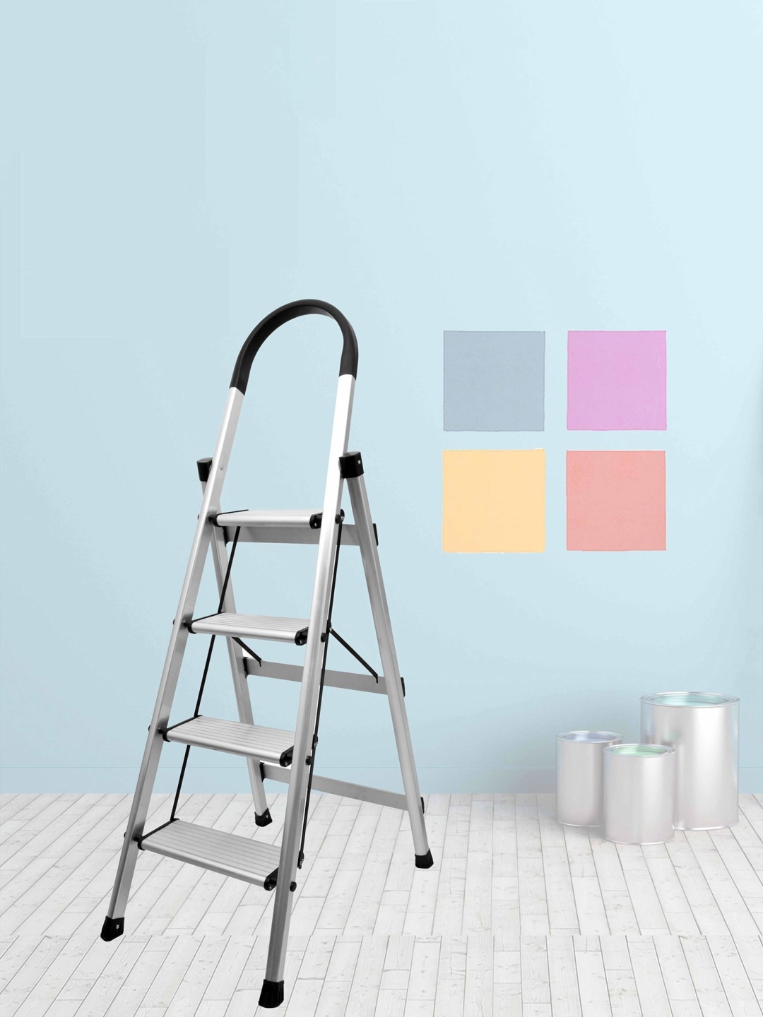 

Plantex 4 Step Aluminum Foldable Step Ladder, Silver