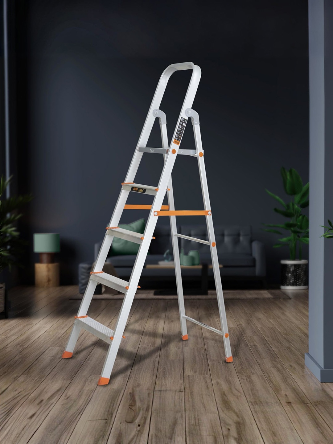 

Plantex Orange-Colored & Grey Folding 5-Step Ladder