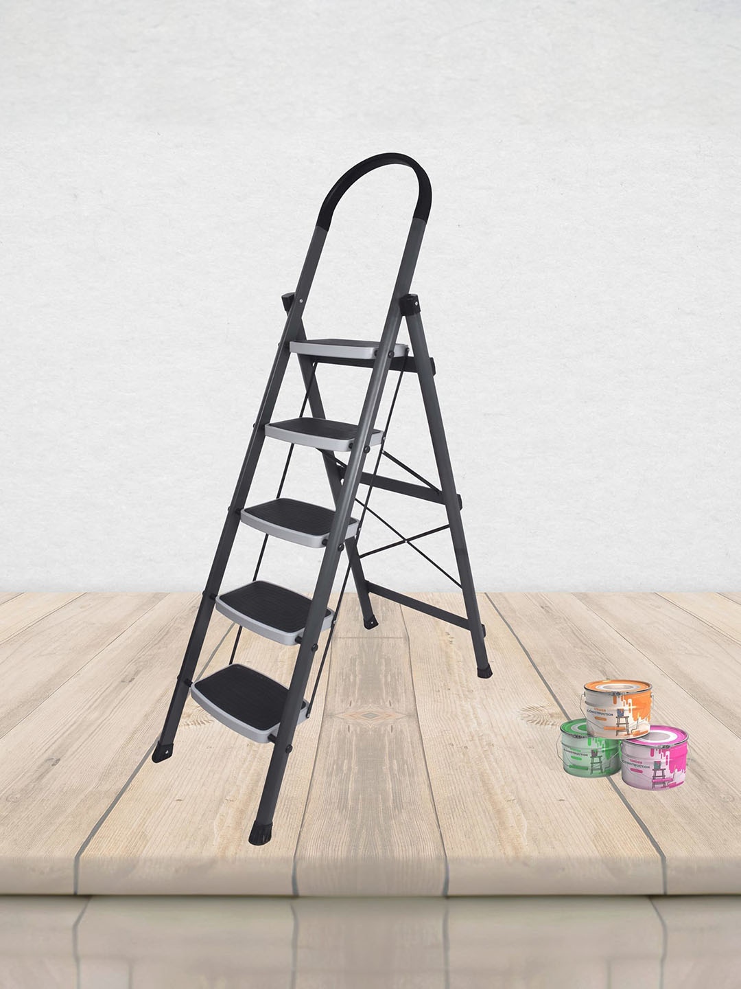

Plantex Grey & White Foldable 5 Step Wide Anti Skid Ladder