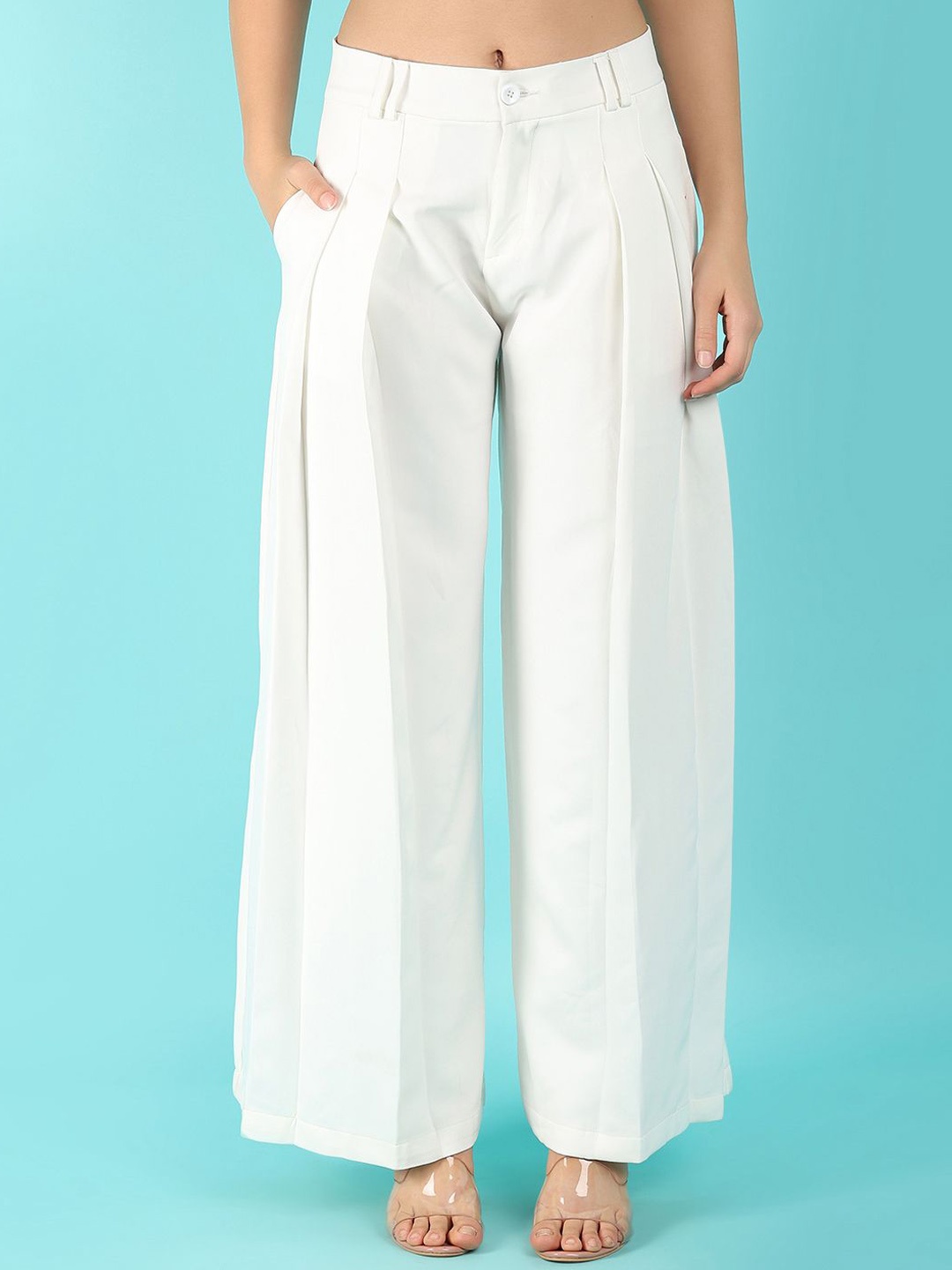 

UNLIMITED Women Pleated Trouser, White