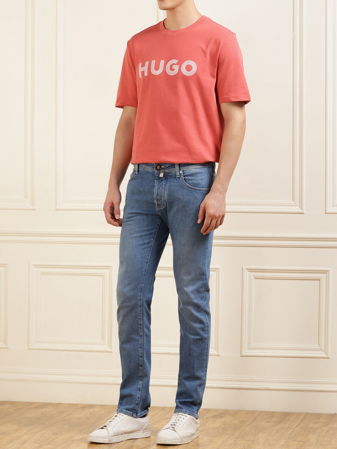 

HUGO Men Typography Printed Brand Logo T-shirt, Red