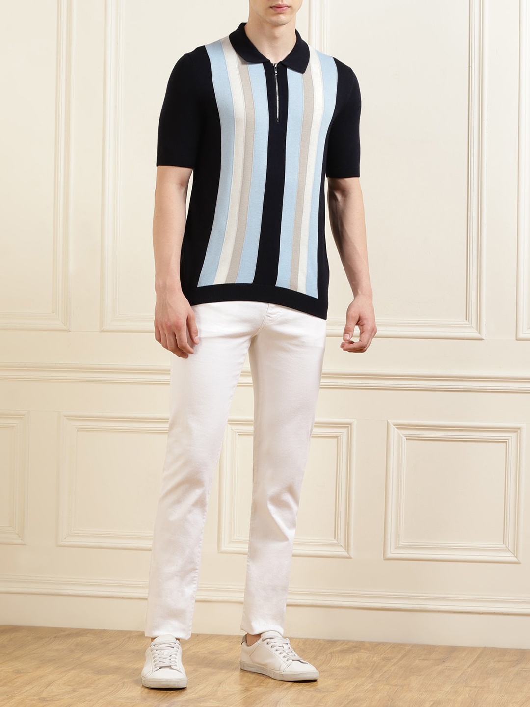 

HUGO Men Striped Polo Collar T-shirt, Navy blue