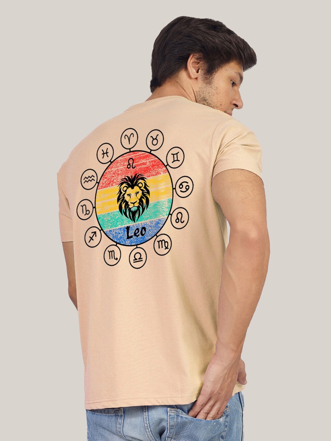 

Greylongg Men V-Neck Extended Sleeves Pockets T-shirt, Beige