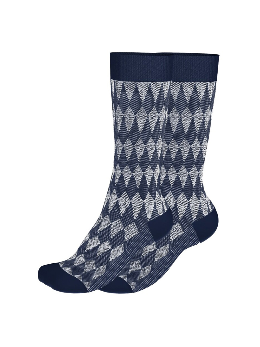 

BURCHMARQ Men Patterned Cotton Calf Length Socks, Blue