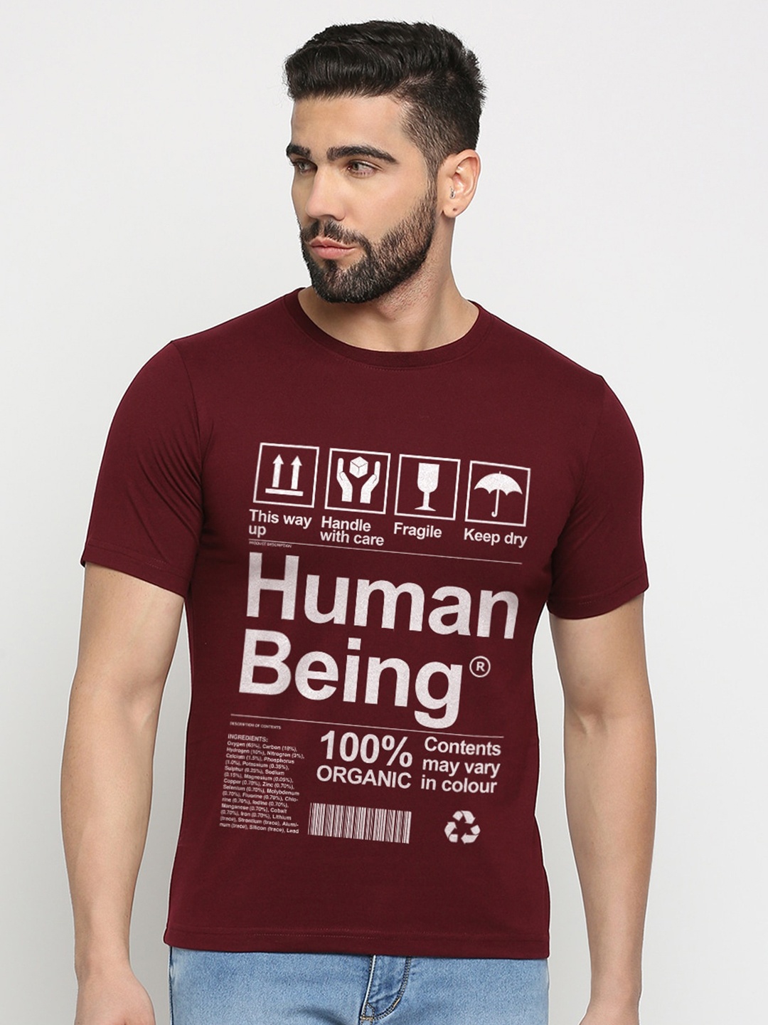 

MOD ECRU Unisex Typography Printed Regular Fit T-shirt, Maroon