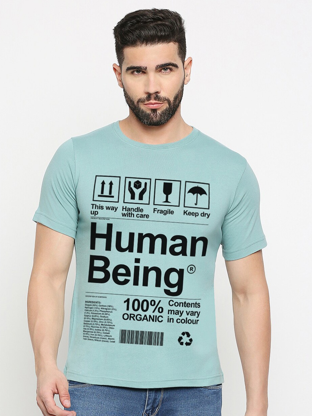 

MOD ECRU Unisex Typography Printed Regular Fit T-shirt, Green