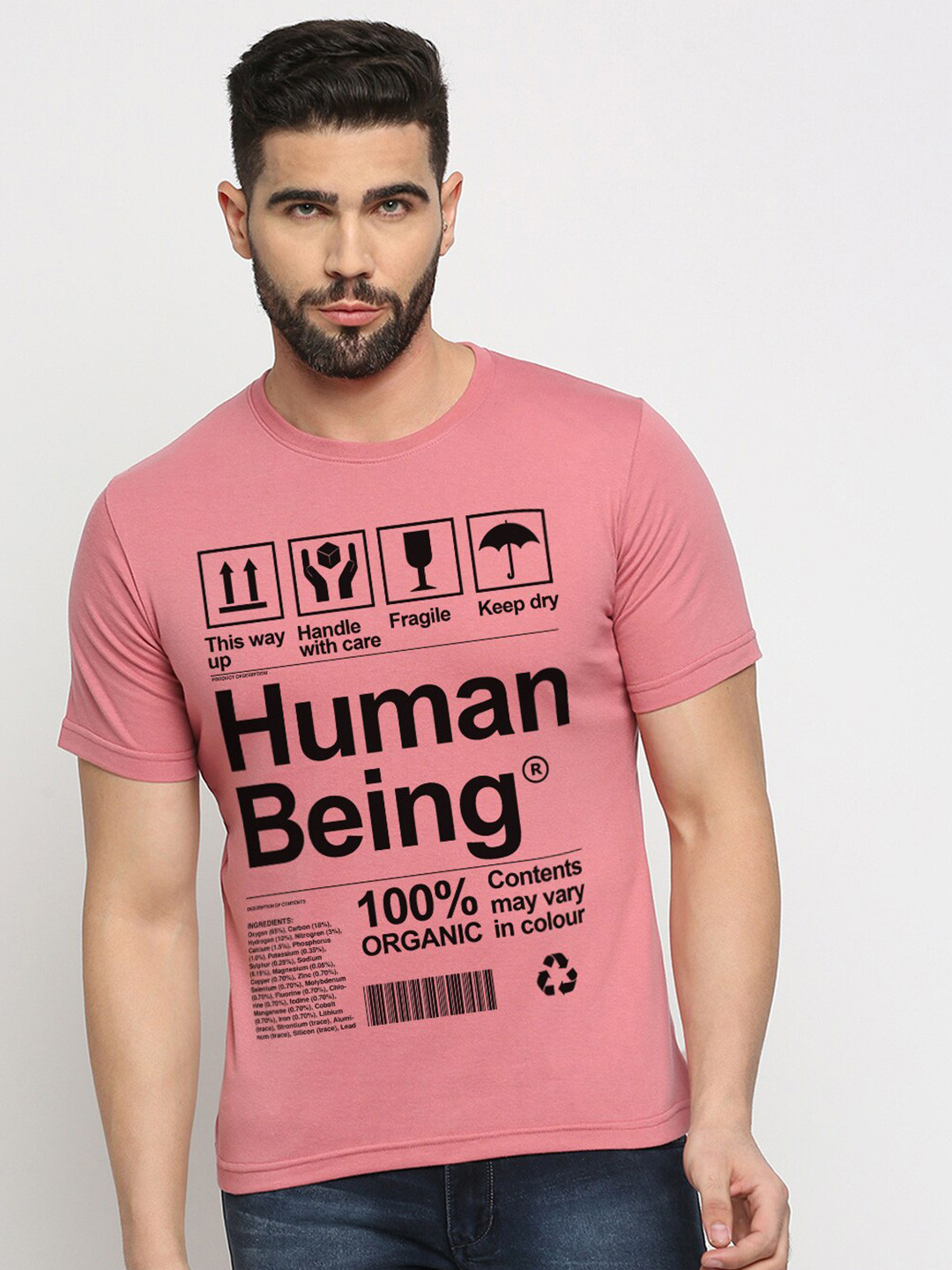 

MOD ECRU Unisex Typography Printed Regular Fit T-shirt, Pink