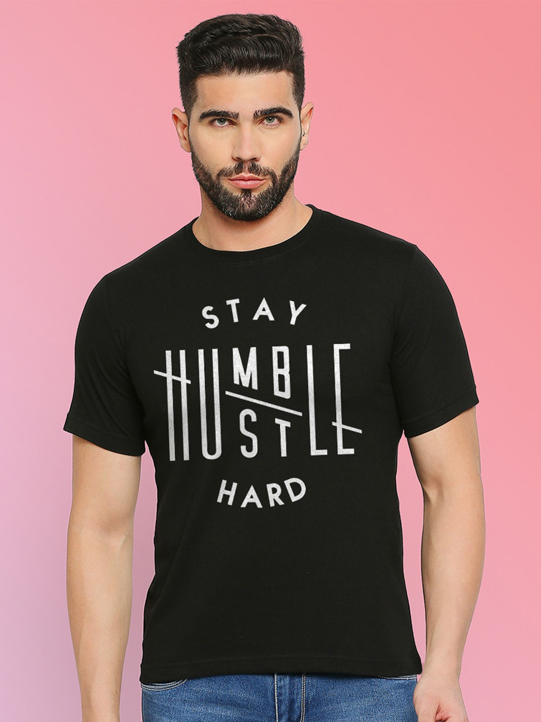 

MOD ECRU Unisex Typography Printed T-shirt, Black