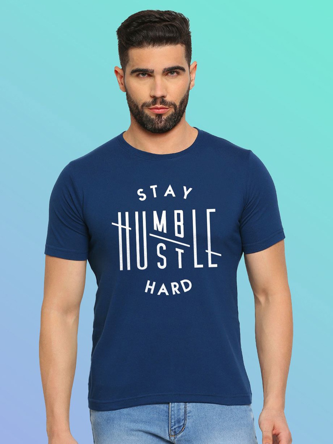 

MOD ECRU Unisex Typography Printed T-shirt, Blue