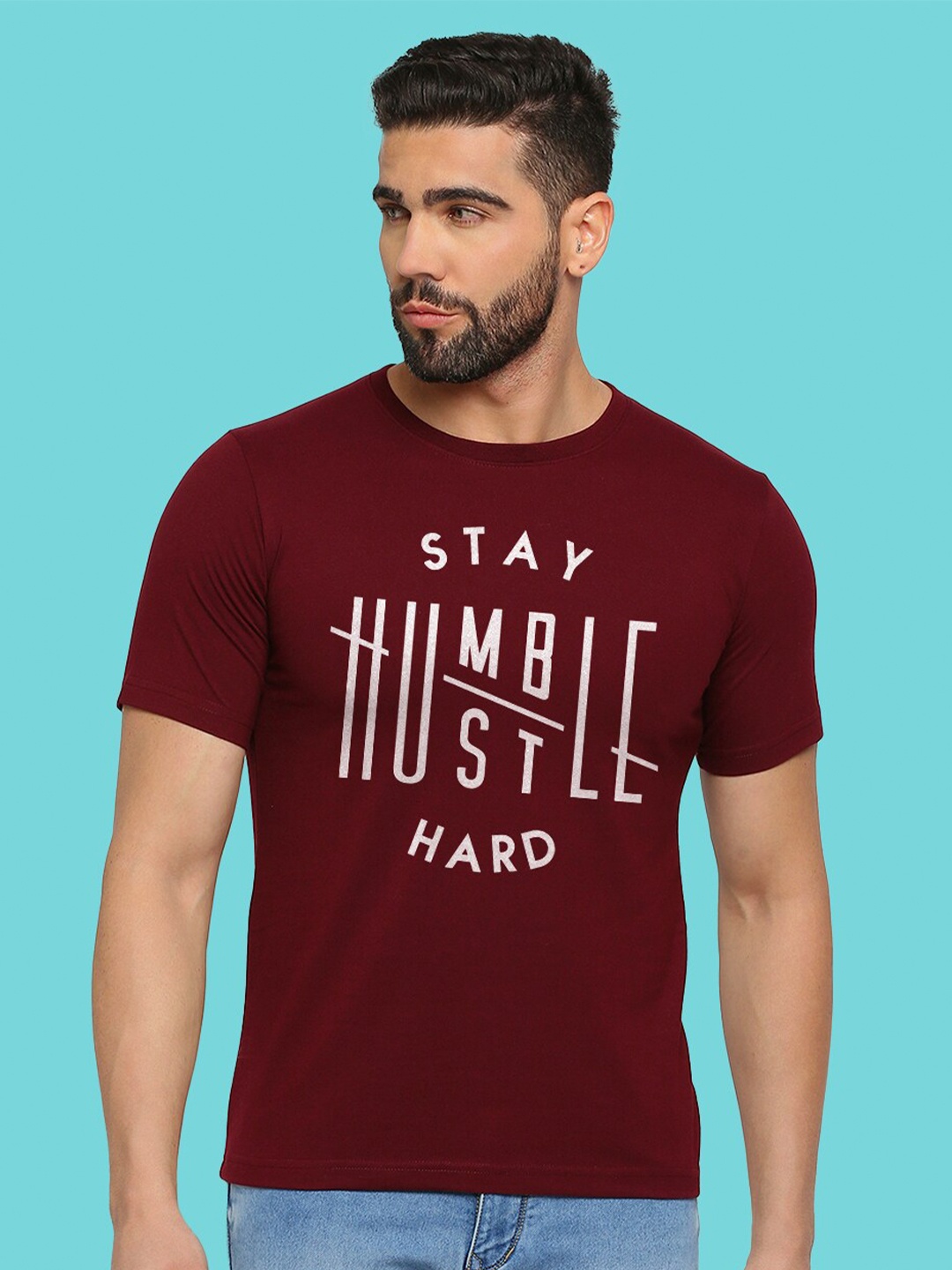 

MOD ECRU Unisex Typography Printed T-shirt, Maroon