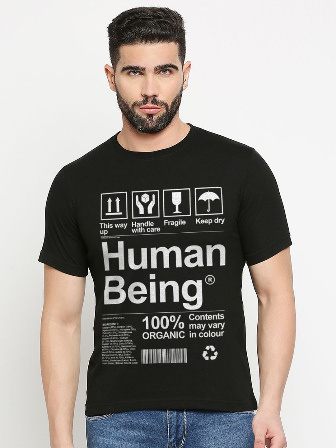 

MOD ECRU Unisex Typography Printed T-shirt, Black