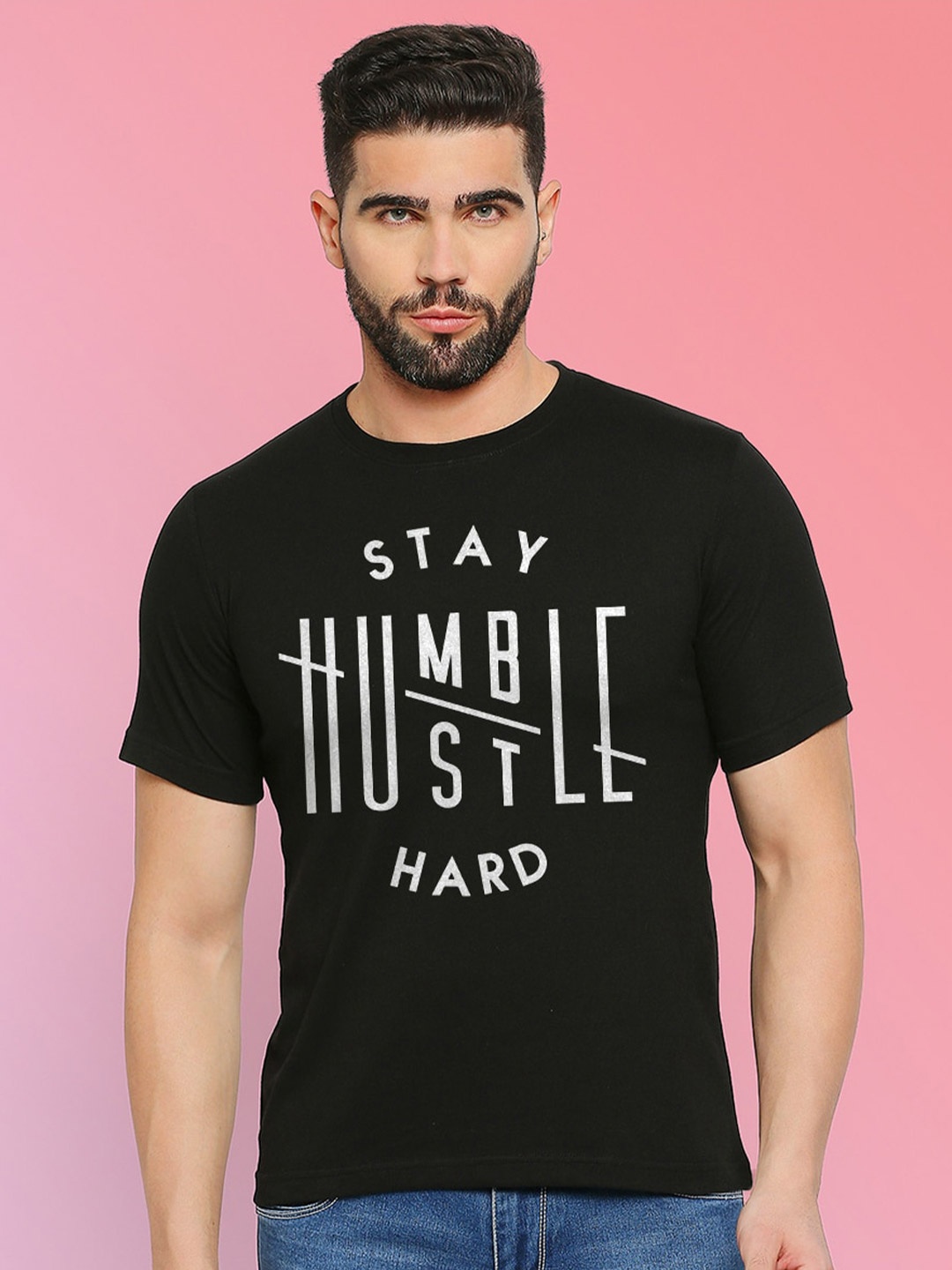 

MOD ECRU Unisex Typography Printed T-shirt, Black
