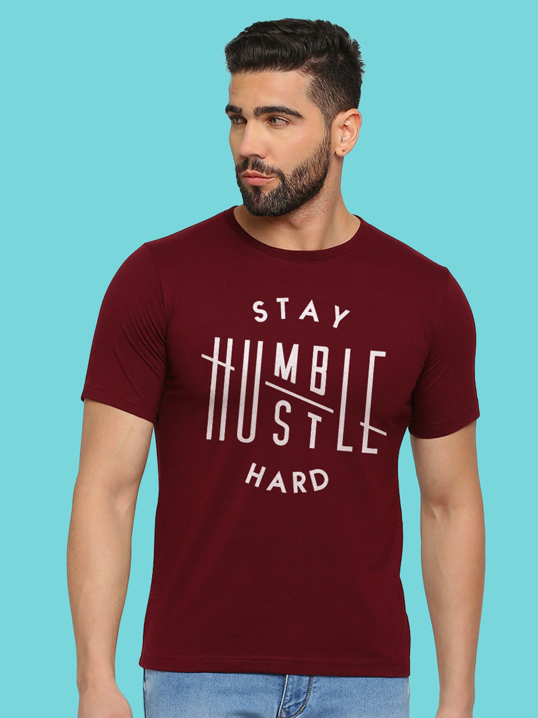 

MOD ECRU Unisex Typography Printed T-shirt, Maroon