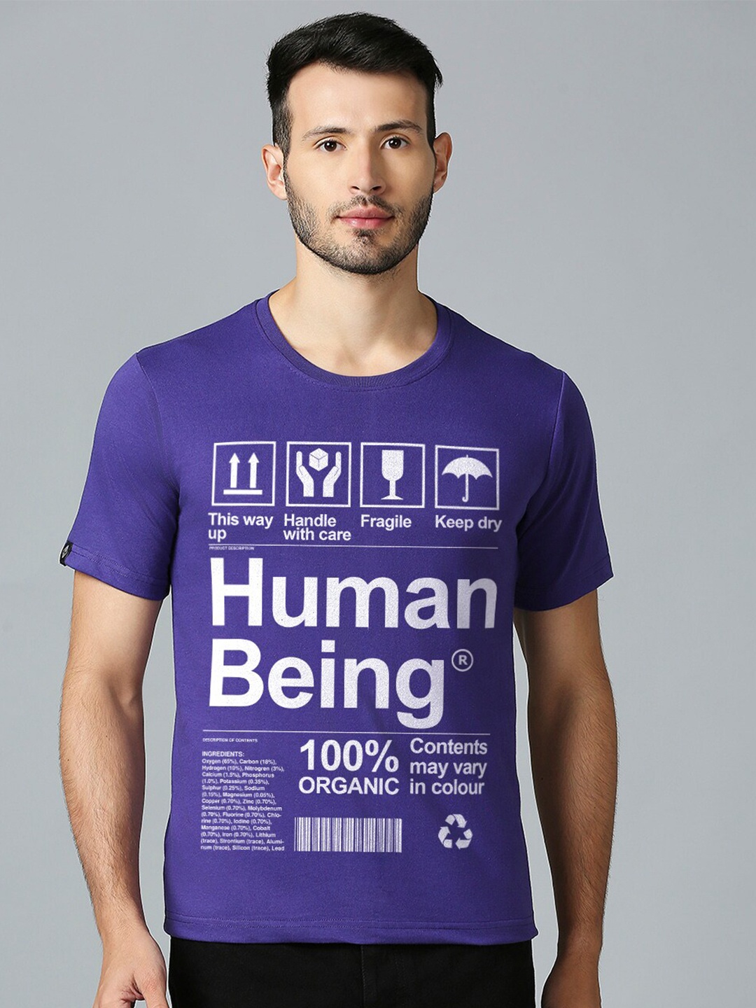MOD ECRU Unisex Typography Printed T-shirt, Purple