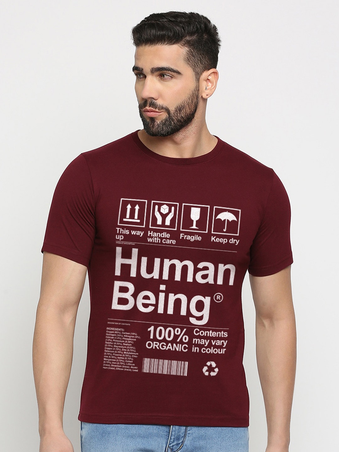 

MOD ECRU Unisex Typography Printed T-shirt, Maroon