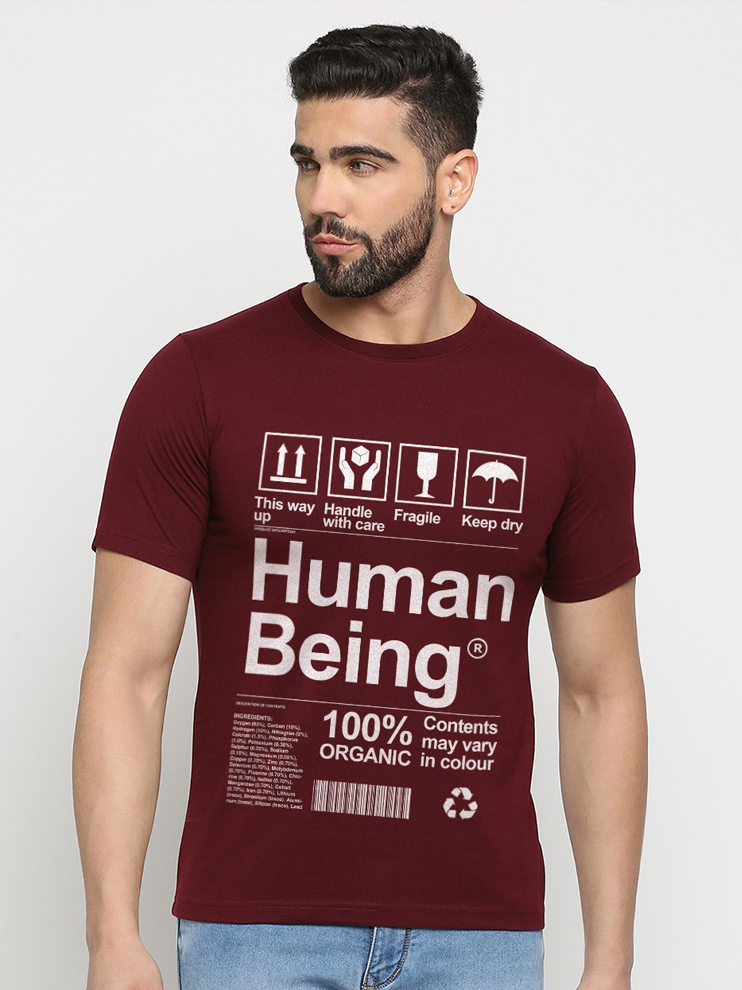 

MOD ECRU Unisex Typography Printed T-shirt, Maroon