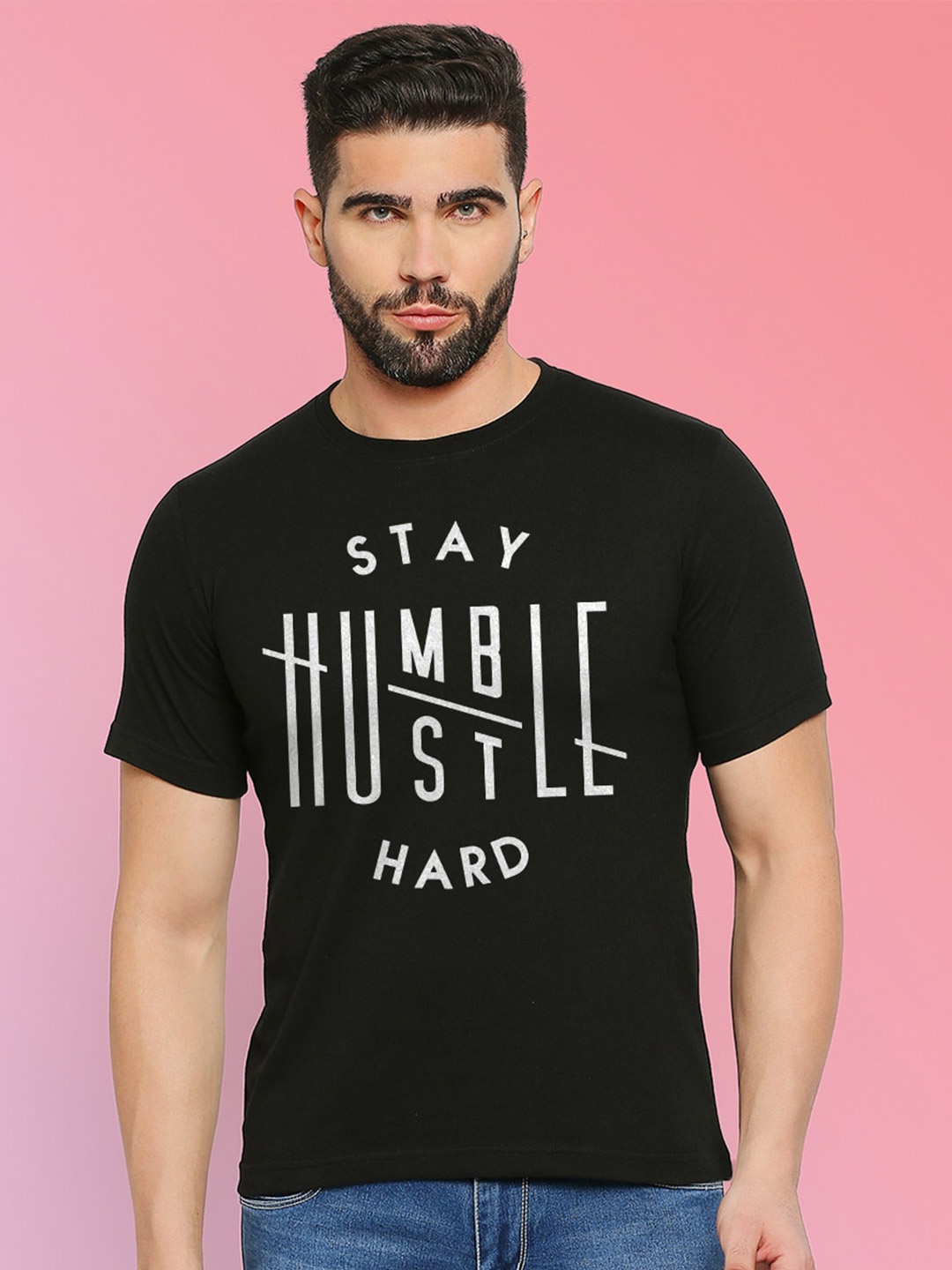 

MOD ECRU Unisex Typography Printed T-shirt, Black