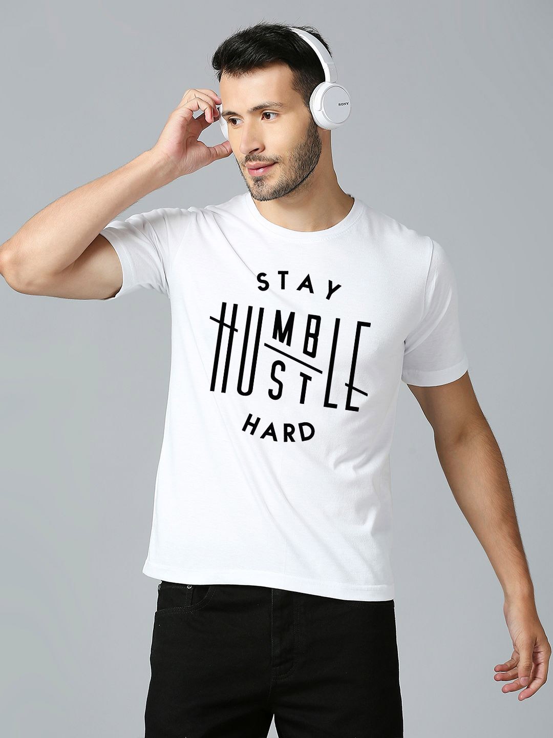 MOD ECRU Unisex Typography Printed T-shirt, White