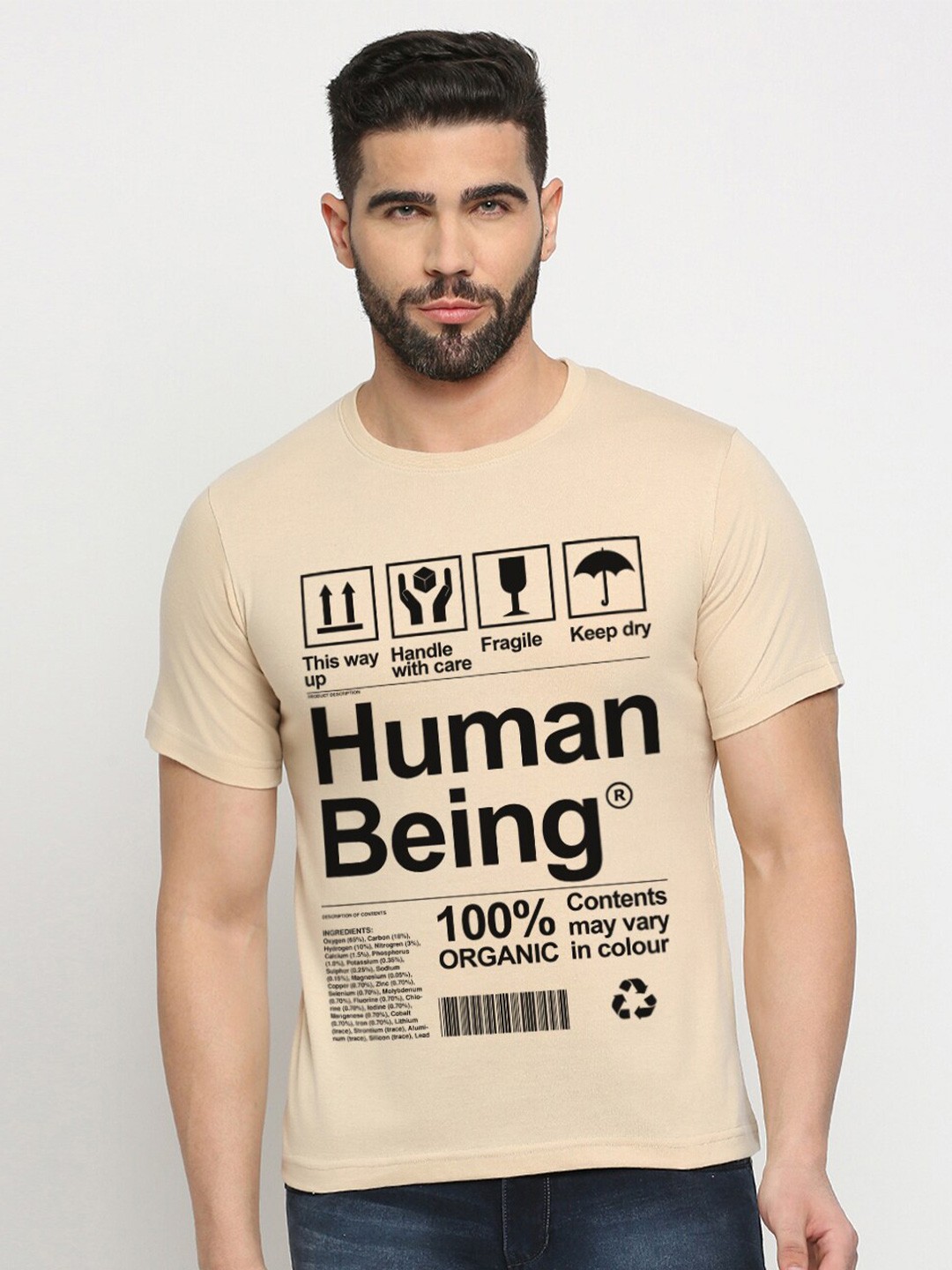

MOD ECRU Unisex Typography Printed T-shirt, Cream