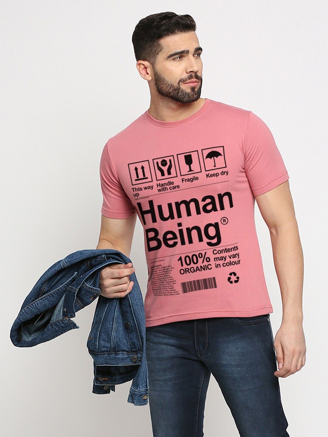 

MOD ECRU Unisex Typography Printed T-shirt, Pink
