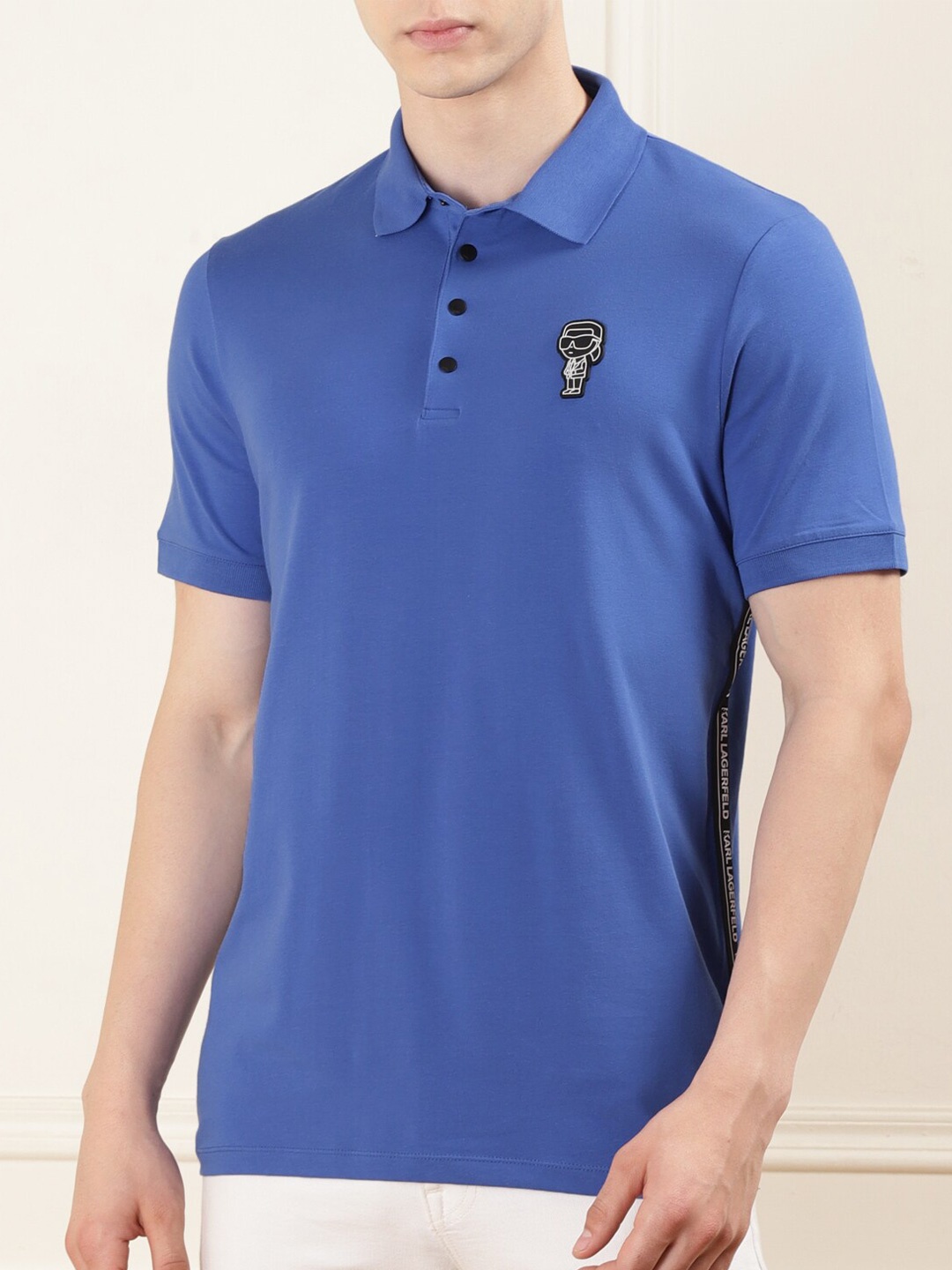 

Karl Lagerfeld Men Polo Collar Cotton T-shirt, Navy blue