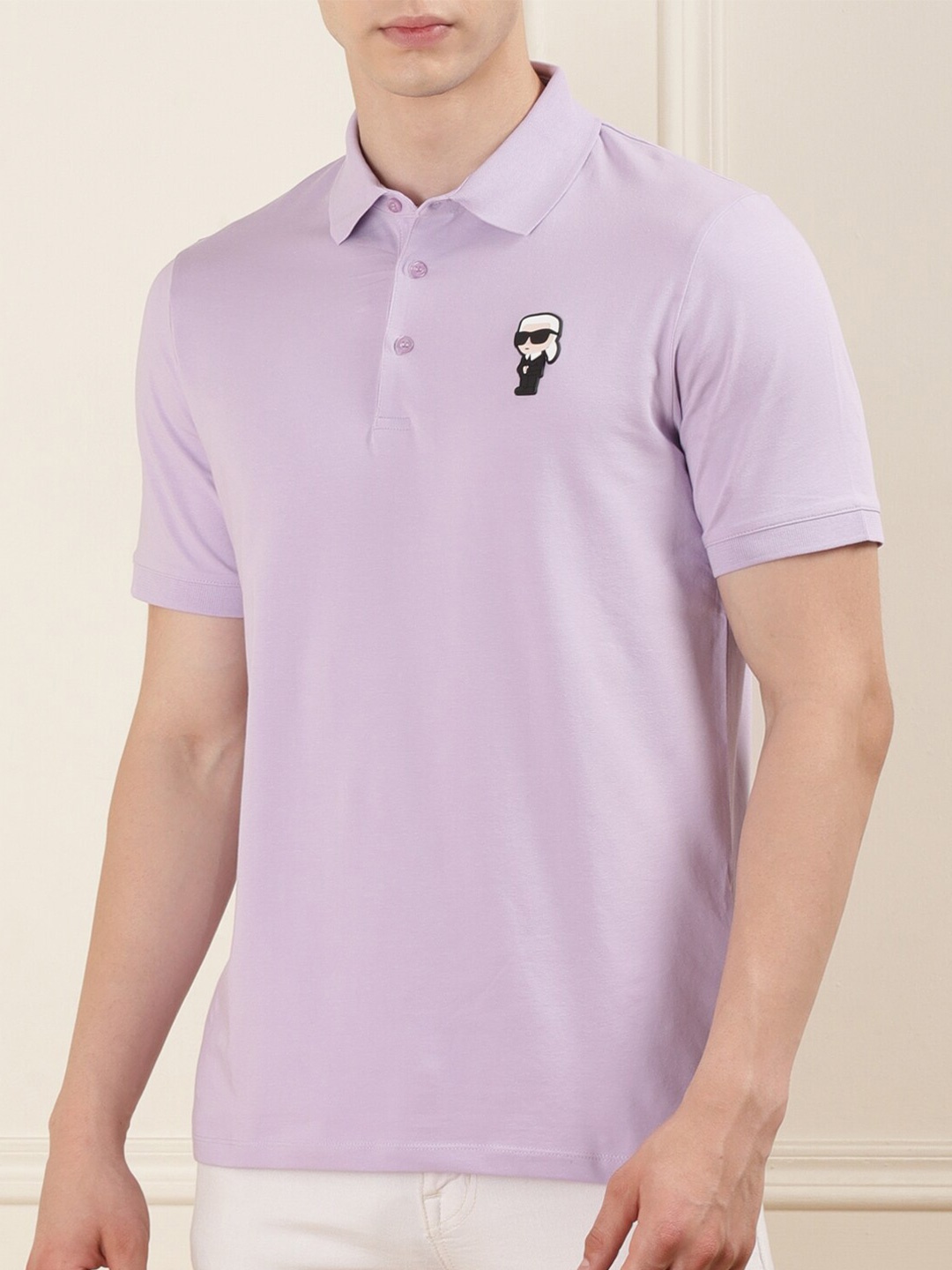 

Karl Lagerfeld Men Polo Collar Cotton T-shirt, Purple