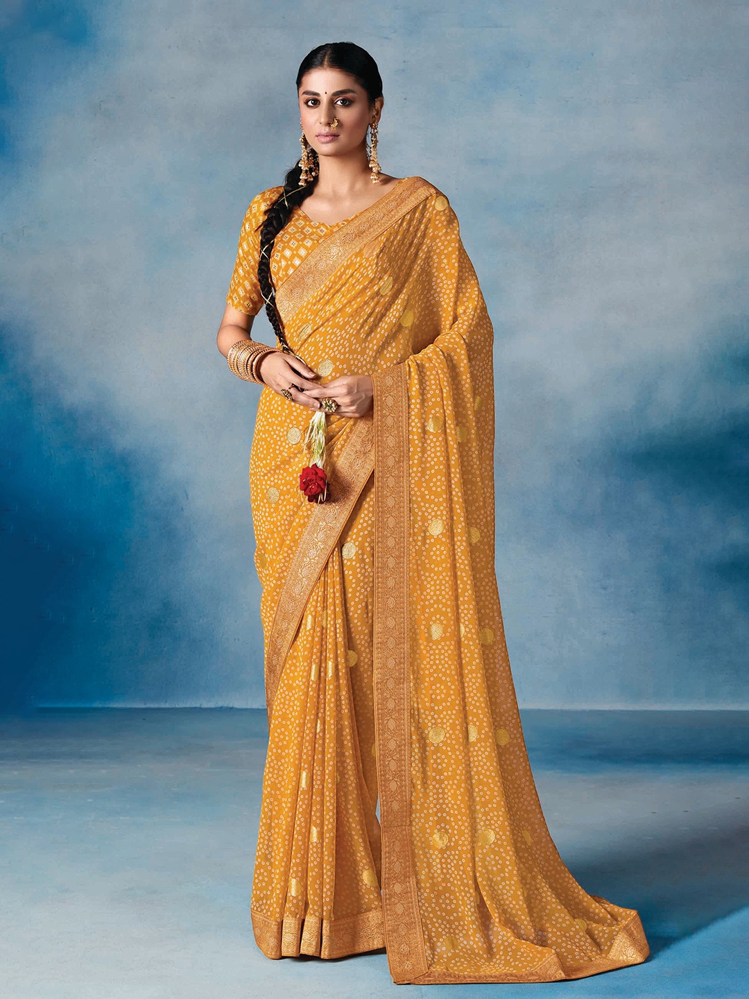 

Mitera Bandhani Saree, Yellow