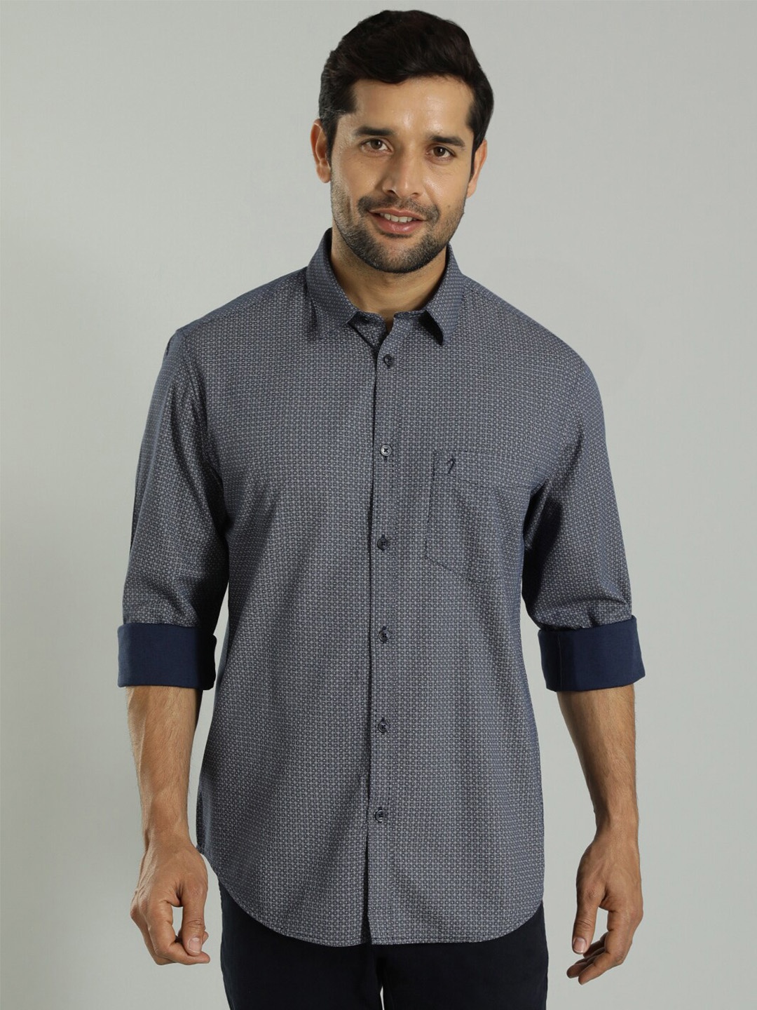 

Indian Terrain Micro Ditsy Printed India Slim Fit Cotton Opaque Casual Shirt, Black