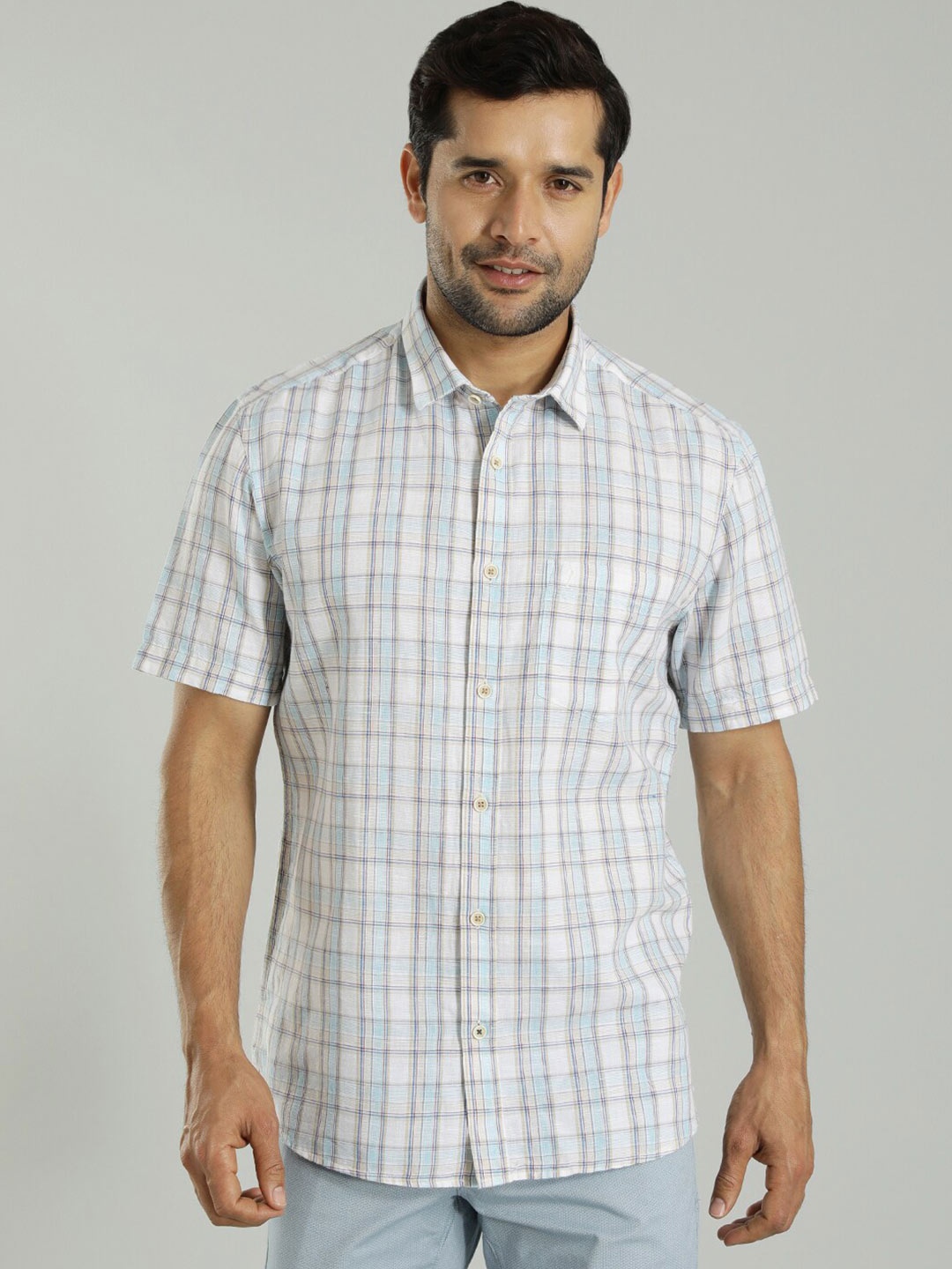 

Indian Terrain India Slim Fit Tartan Checked Cotton Opaque Casual Shirt, Brown